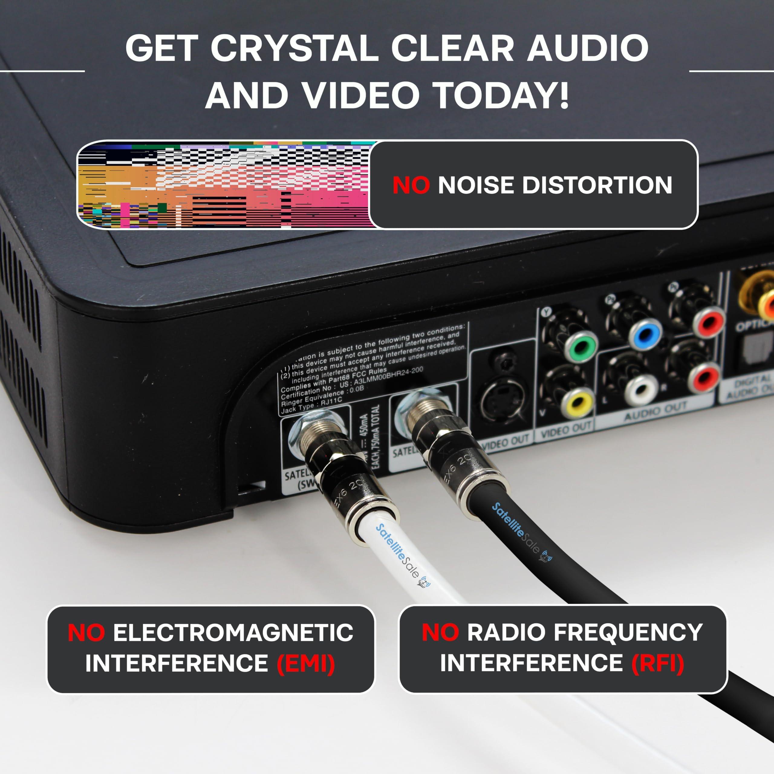 SatelliteSale SatelliteSale Digital 75Ohm RG-6/U Coaxial Cable with F-Type Connector Indoor/Outdoor Universal Wire Black Cord 50 feet