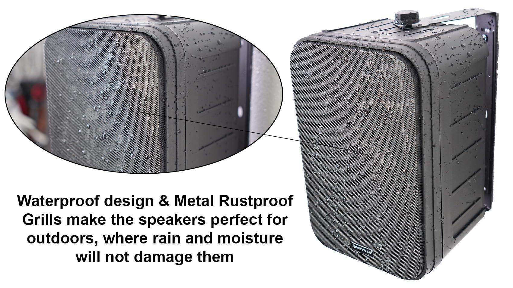 Rockville Rockville HP65S-8 Black 6.5" 500W Indoor/Outdoor Waterproof Speakers 8-Ohm with Swivel Mounts and Rustproof Metal Grilles - for Home, Patio, or Commercial Use