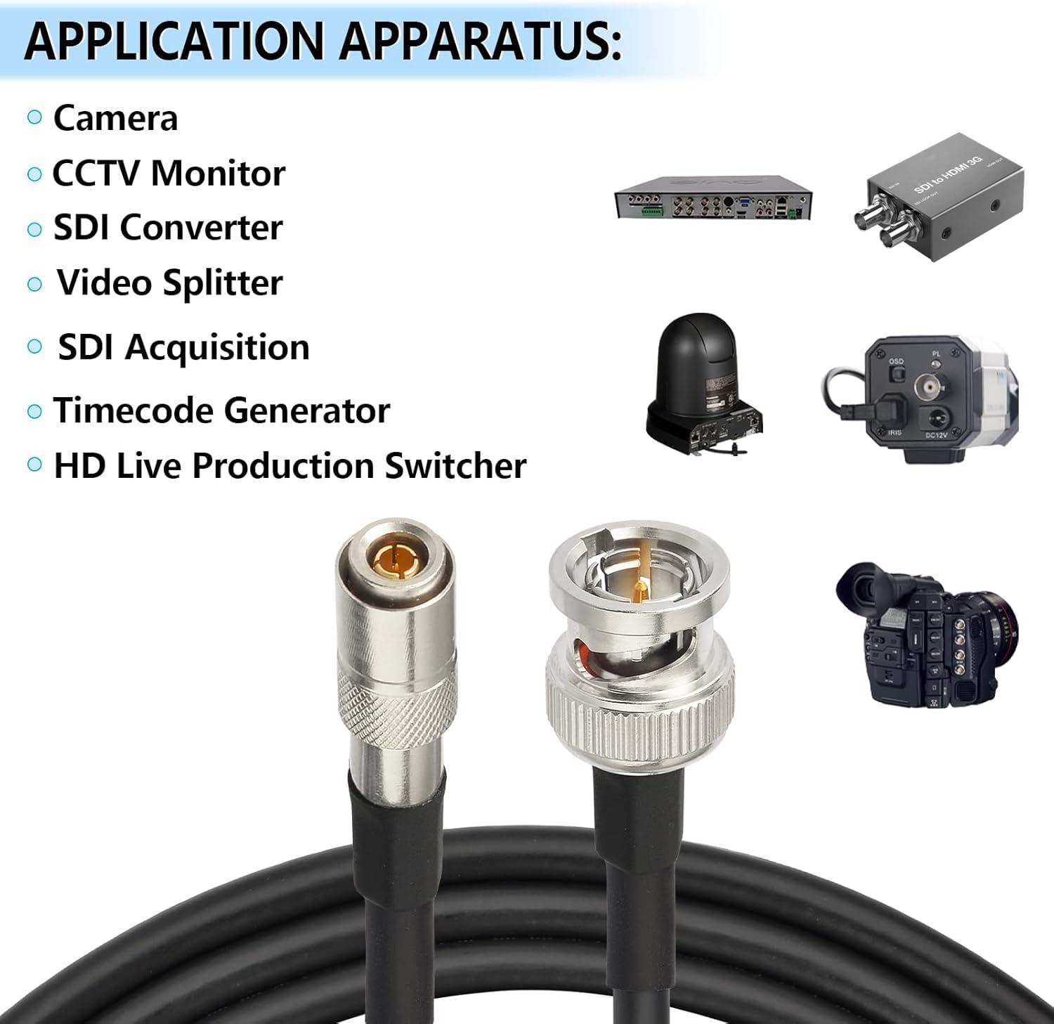 Superbat Superbat DIN to SDI BNC Cable, DIN 1.0/2.3 to BNC Male Belden 1855A Cable 20inch for Blackmagic BMCC/BMPCC Video Assist 4K Transmissions HyperDeck Cameras 2pcs