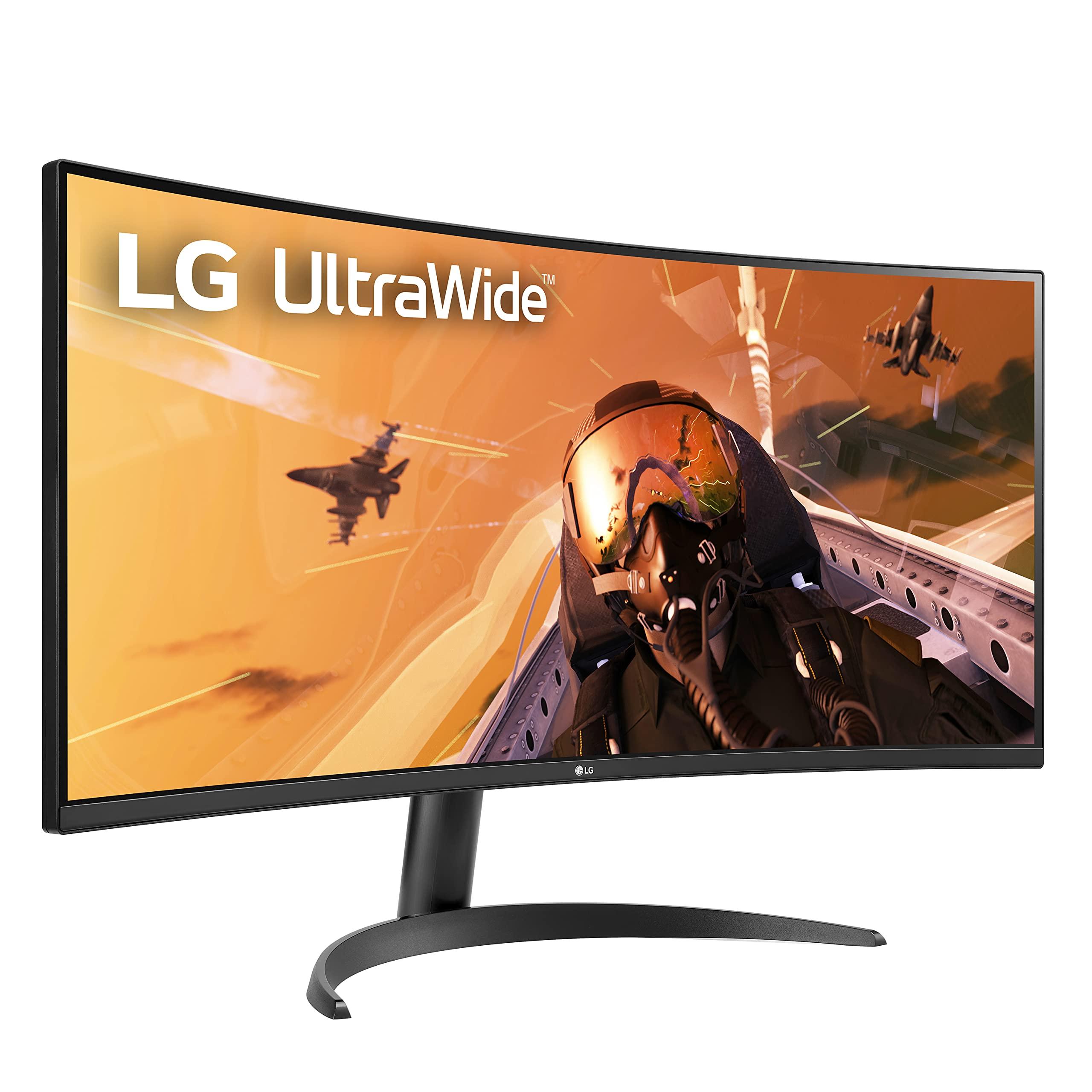 LG LG 34WP60C-B 34-Inch 21:9 Curved UltraWide QHD (3440x1440) Gaming Computer Monitor with 160Hz sRGB 99% Color Gamut and HDR 10, AMD FreeSync Premium and 3-Side Virtually Borderless Screen Tilt,Black