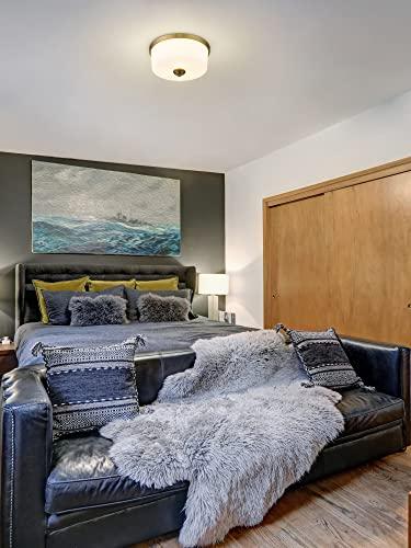 Z-Lite Z-Lite 220F3 Arlington 3 Light Flushmount Ceiling Fixture with Matte Opal Shade, Bronze