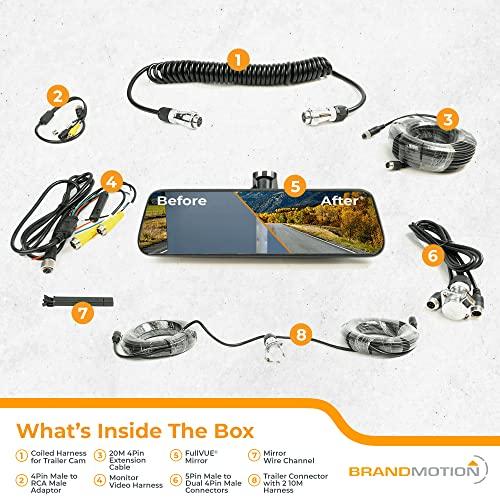 Brandmotion Brandmotion TRNS-2100 Transparent Trailer Rear Vision System with Ultra Wide Display Mirror, Black