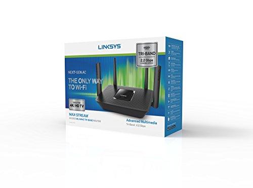Linksys Linksys EA8300 Max-Stream: AC2200 Tri-Band Wi-Fi Router for Wireless Home Network, Uninterrupted Gaming and Streaming, MU-MIMO (Black)