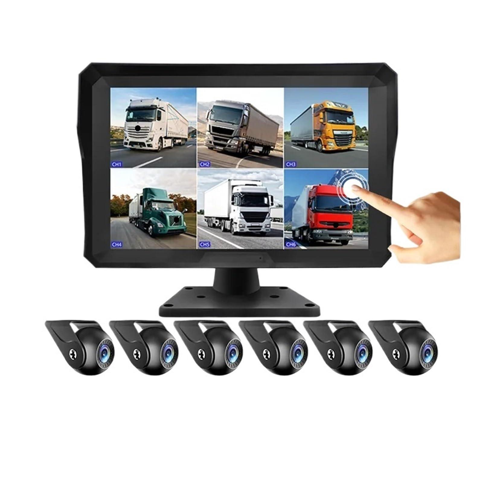 ZYKHPSYA ZYKHPSYA 10.1 inch 6 Channel Vehicle Camera Monitor System Touch Screen 1080P AHD Backup Cams Reversing Parking DVR Compatible for Truck/Bus/RV (Color : Camera Monitor Kit, Size : 32G), laiyong1987