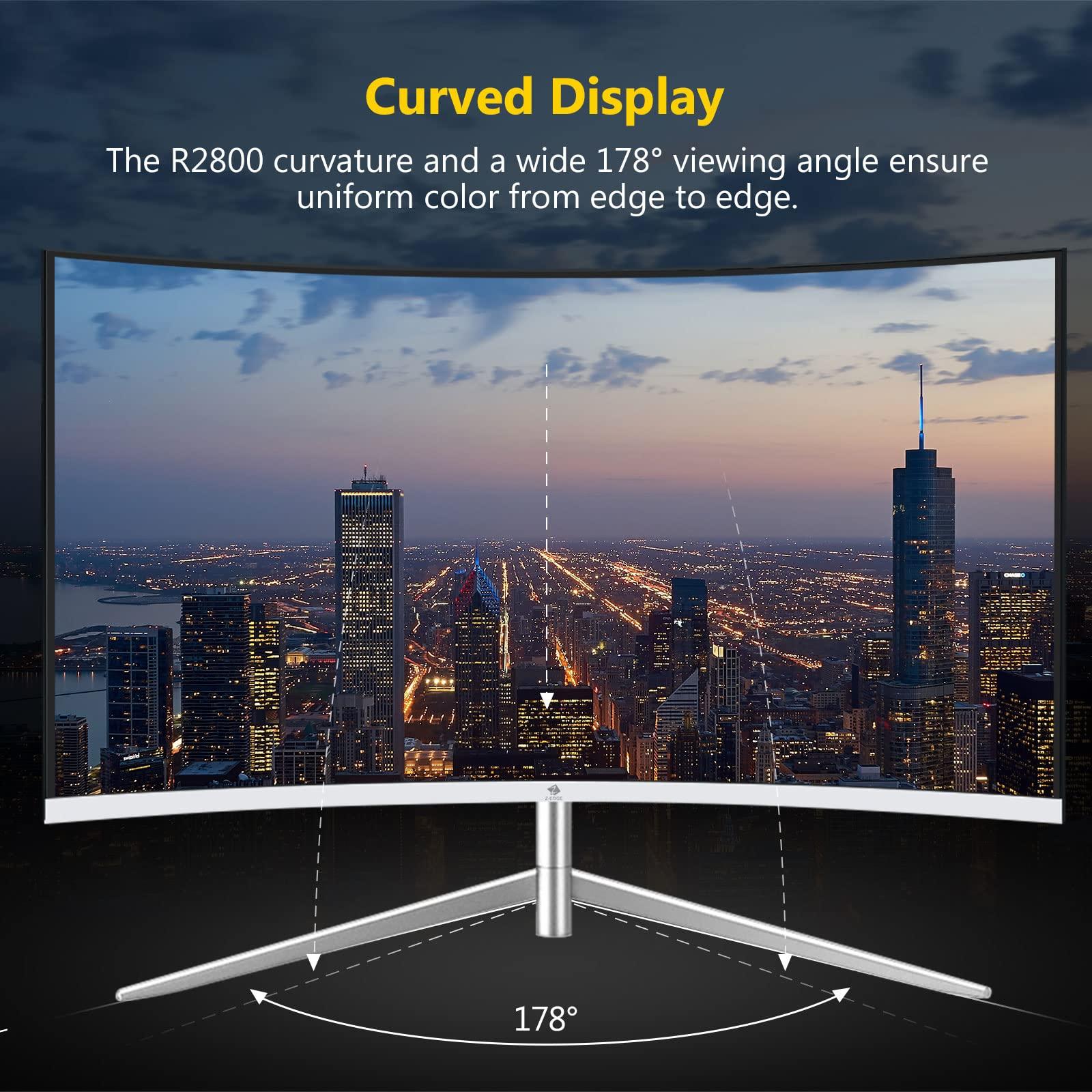 Z Z-EDGE Z-Edge 24-inch Curved Gaming Monitor, Full HD 1080P 1920x1080 LED Backlight Monitor, with 75Hz Refresh Rate and Eye-Care Technology, U24C 178 Wide View Angle, VGA+HDMI