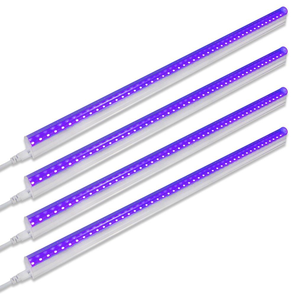 Barrina Barrina UV LED Blacklight Bar, 9W 2ft, T5 Integrated Bulb, Black Light Fixture for Blacklight Poster Halloween Decorations and Christmas Party, Fun Atmosphere with Built-in ON/Off Switch(4-Pack)