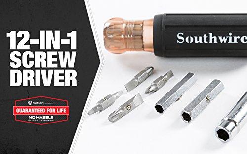Southwire Southwire 59723940 12-In-1 Multi-Bit Screwdriver; Interchangeable Bits; Comfort Grip Handle; hex 1/4\"; 5/16\"; 3/8\"; Phillips #1;2;3; slotted SL4-5;SL6-8;sl8-10; and square #1;2