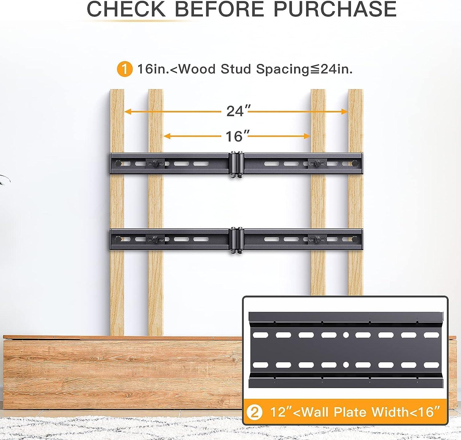 Perlegear TV Wall Mount Extension Bracket, TV Mount Extender Fitting 16-24 Wood Stud Extension Arm for Universal TV Wall Plate TV Centering Sliding Bracket Holds 132lbs by Perlegear - PGUE1