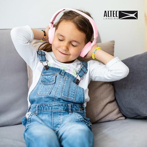 Altec Lansing Altec Lansing Kid Safe 2-in-1 Bluetooth and Wired Headphones, Noise Cancelling, Volume Control, Wireless, Foldable Design (Pink)