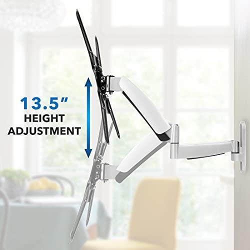 Mount-It! Mount-It! Height Adjustable TV Wall Mount Bracket with Counterbalance Gas Spring Arm - Full Motion Articulating Design Fits Flat Screens Displays Up to VESA 400x400 mm and 44 Lbs - Silver