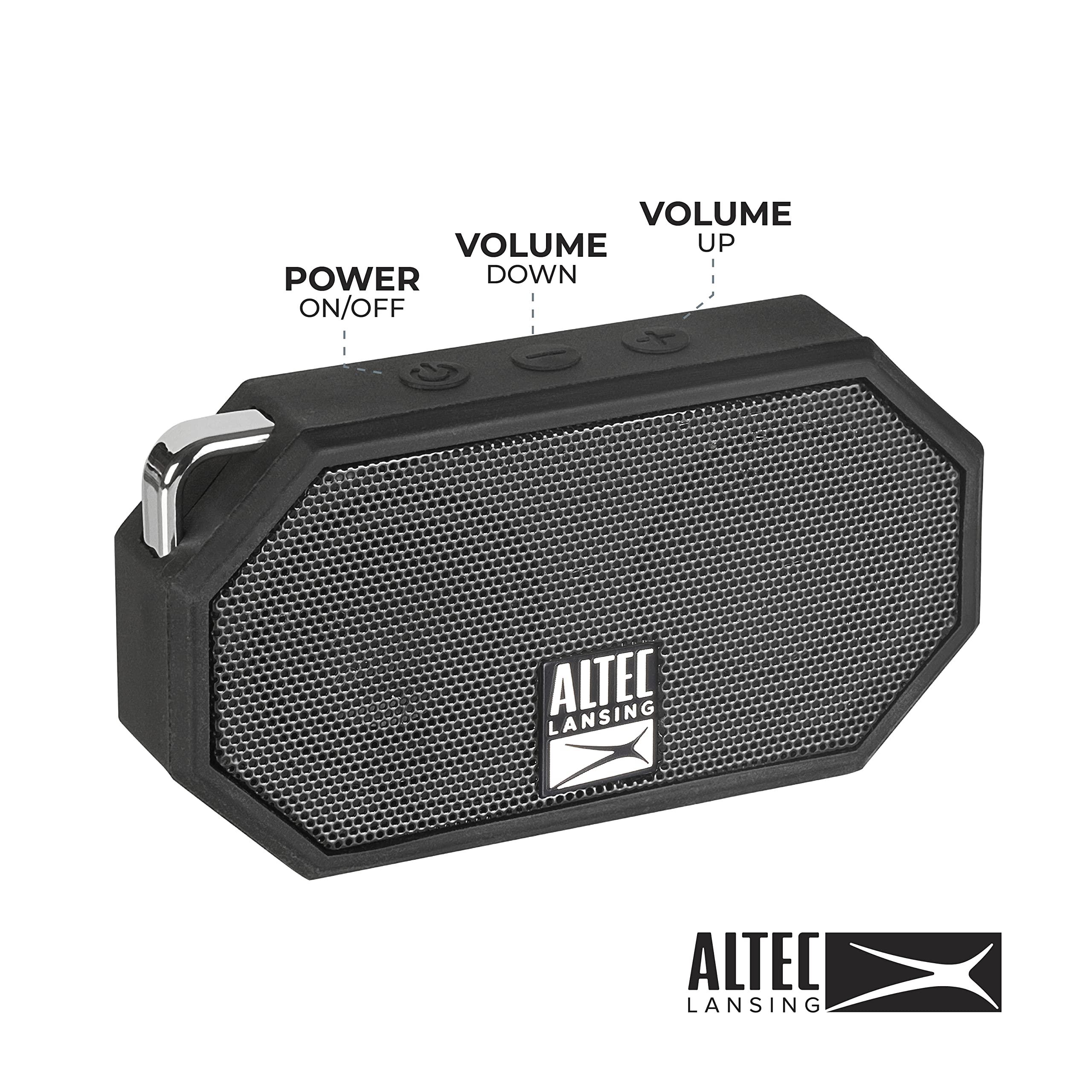 Altec Lansing Altec Lansing Mini H2O - Waterproof Bluetooth Speaker, IP67 Certified & Floats in Water, Compact & Portable Speaker for Hiking, Camping, Pool, and Beach