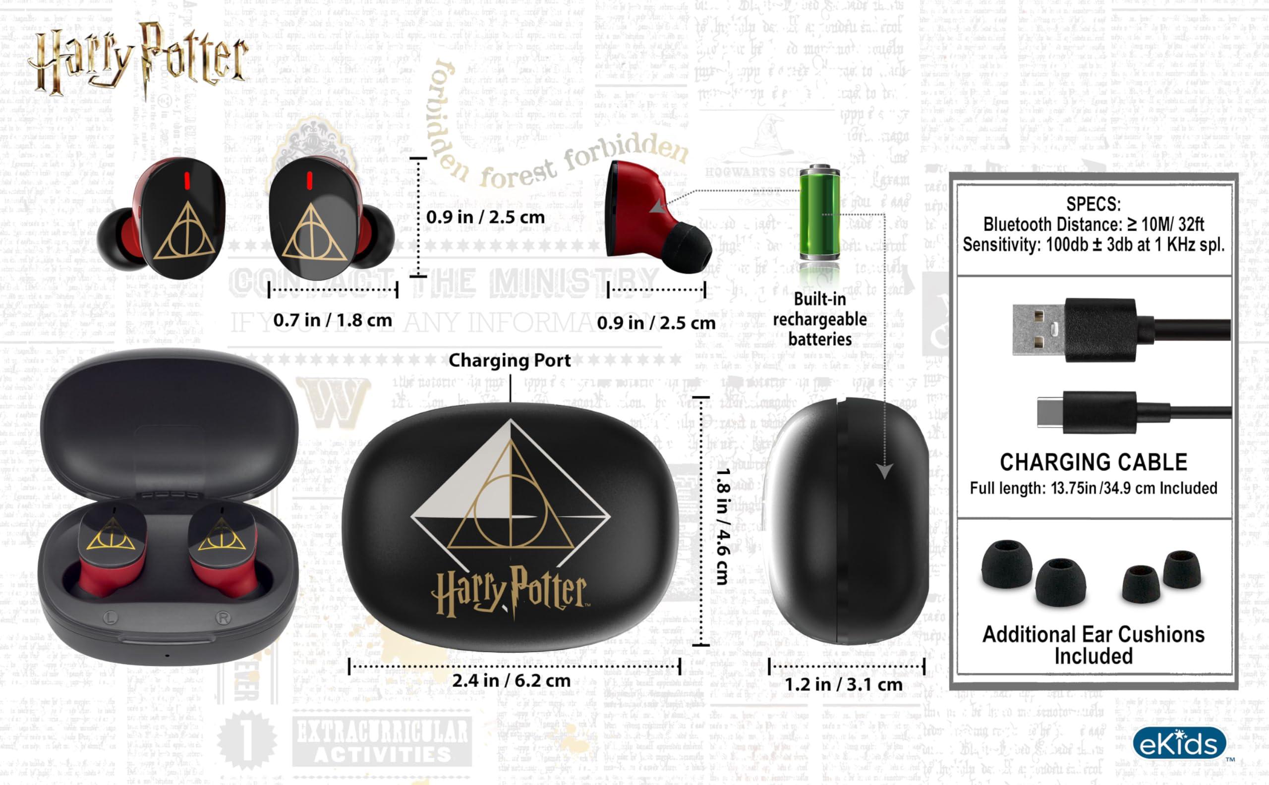 eKids eKids Harry Potter Wireless Earbuds with Microphone, Bluetooth Earbuds with Charging Case for Ear Buds, Designed for School, Home, or Travel