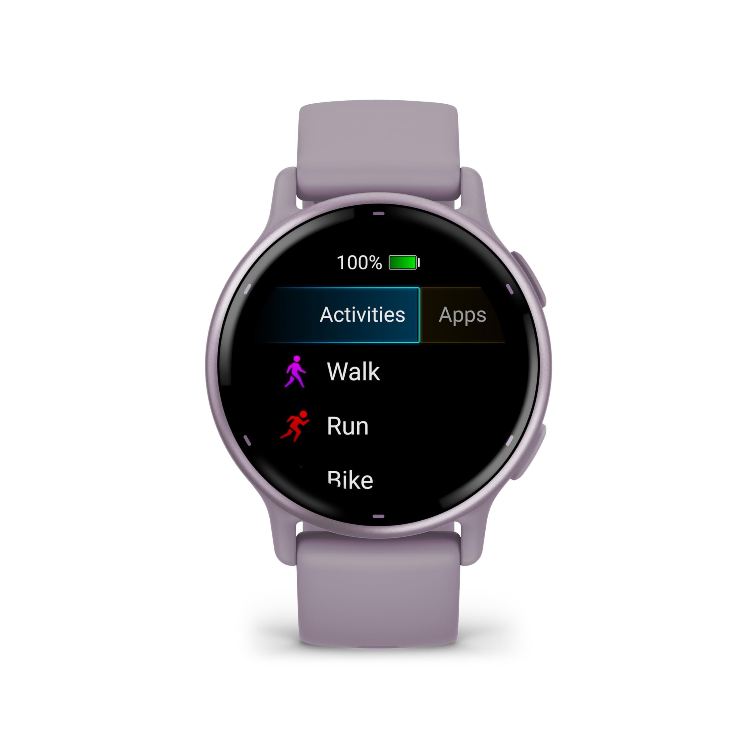 Garmin Garmin Vivoactive 5 Fitness Tracker Smart Watch for Women & Men with Metallic Orchid Bezel w/Orchid Case and Silicone Band with 11 Days Battery Life and Bright 1.2 AMOLED Touchscreen Display
