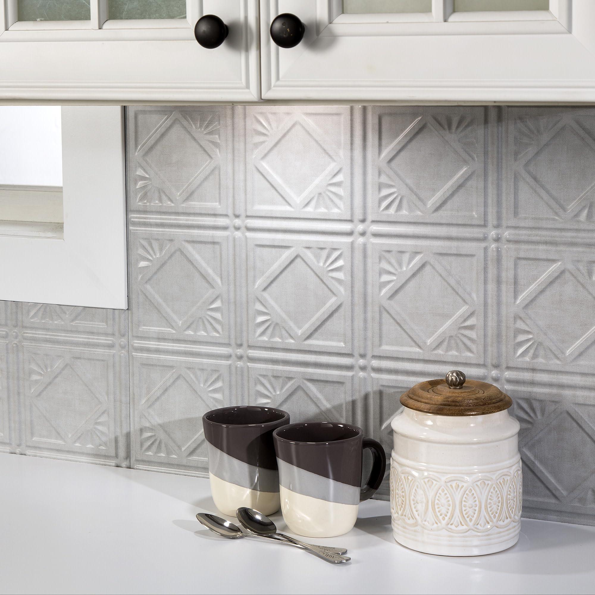 FASDE FASDE Traditional Style/Pattern 4 Decorative Vinyl Backsplash 15 sq ft Kit in Brushed Nickel
