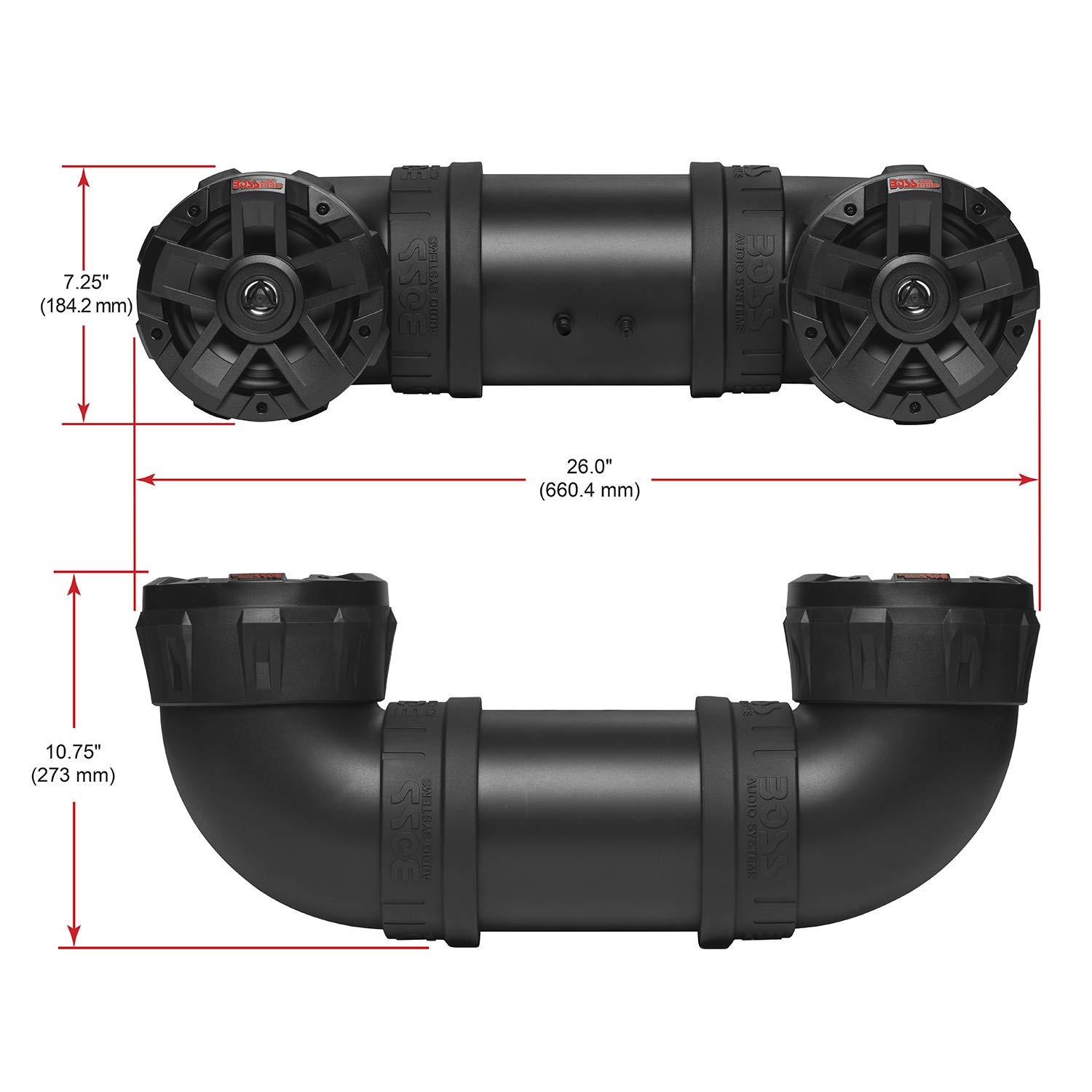 BOSS Audio Systems BOSS Audio Systems ATV6.5B ATV UTV Weatherproof Sound System - 6.5 Inch Speakers, 1.5 Inch Tweeters, Built-in Amplifier, Bluetooth, Easy Installation for 12V Vehicles