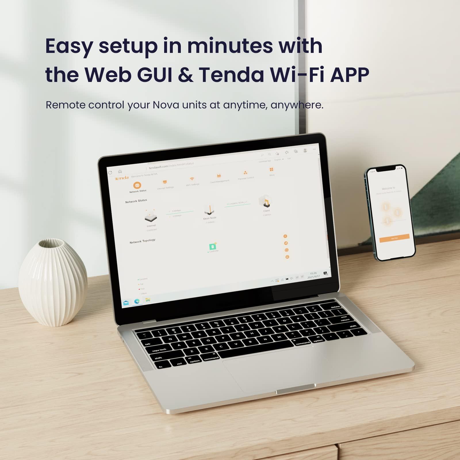 Tenda Tenda AX5400 Mesh WiFi 6 System Nova MX15 Pro - 7300 sq.ft WiFi Coverage - Whole Home WiFi 6 Mesh System - Dual-Band Mesh Router for 200 Devices - 6 * 3dBi Antennas for Strong Signal - 3-Pack