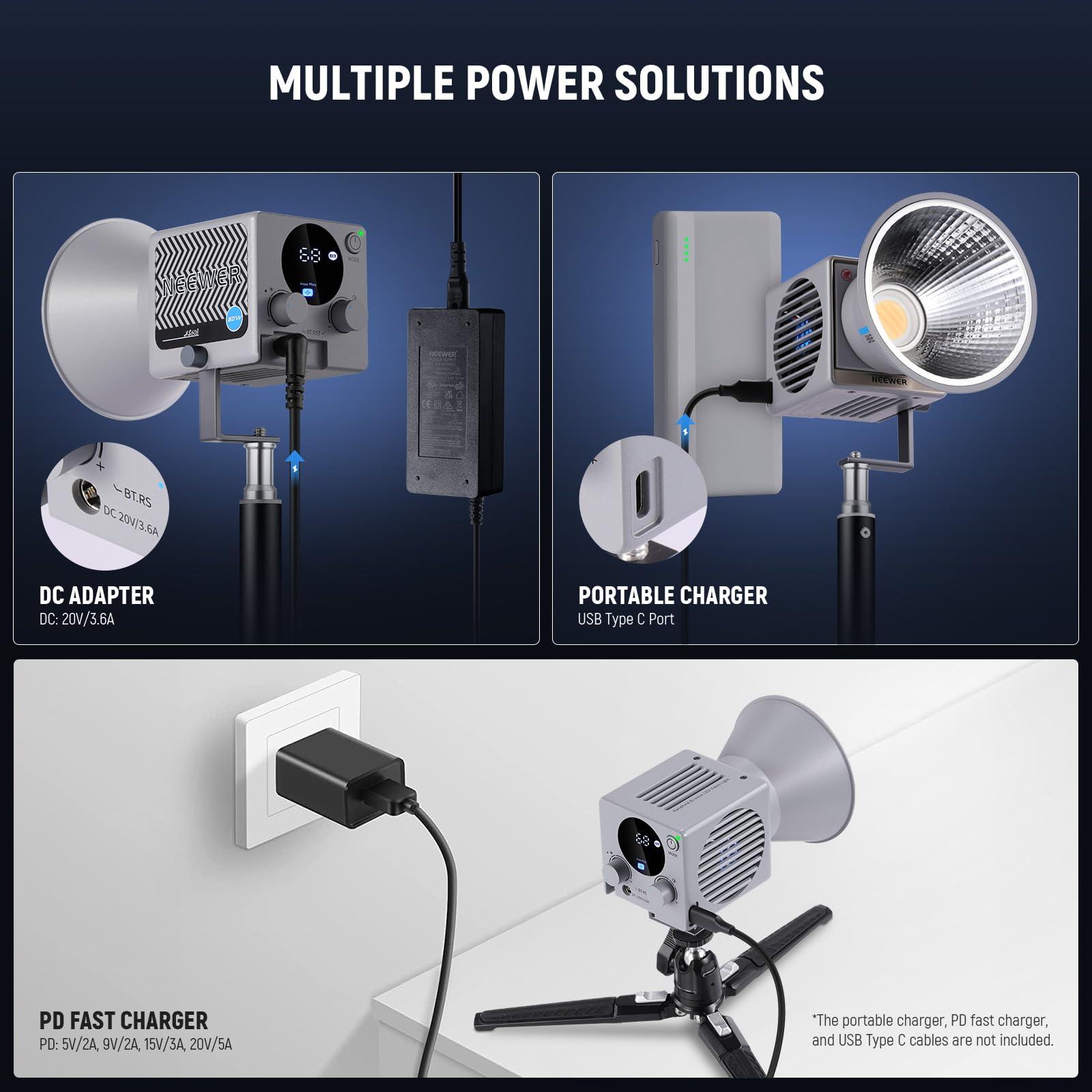 NEEWER NEEWER HS60B Mini Video Light with App Control, 60W Handheld Portable Bi Color COB LED Continuous Output Lighting with NS7L 12"/30cm Lantern Softbox for Photo Video Live Stream Portrait