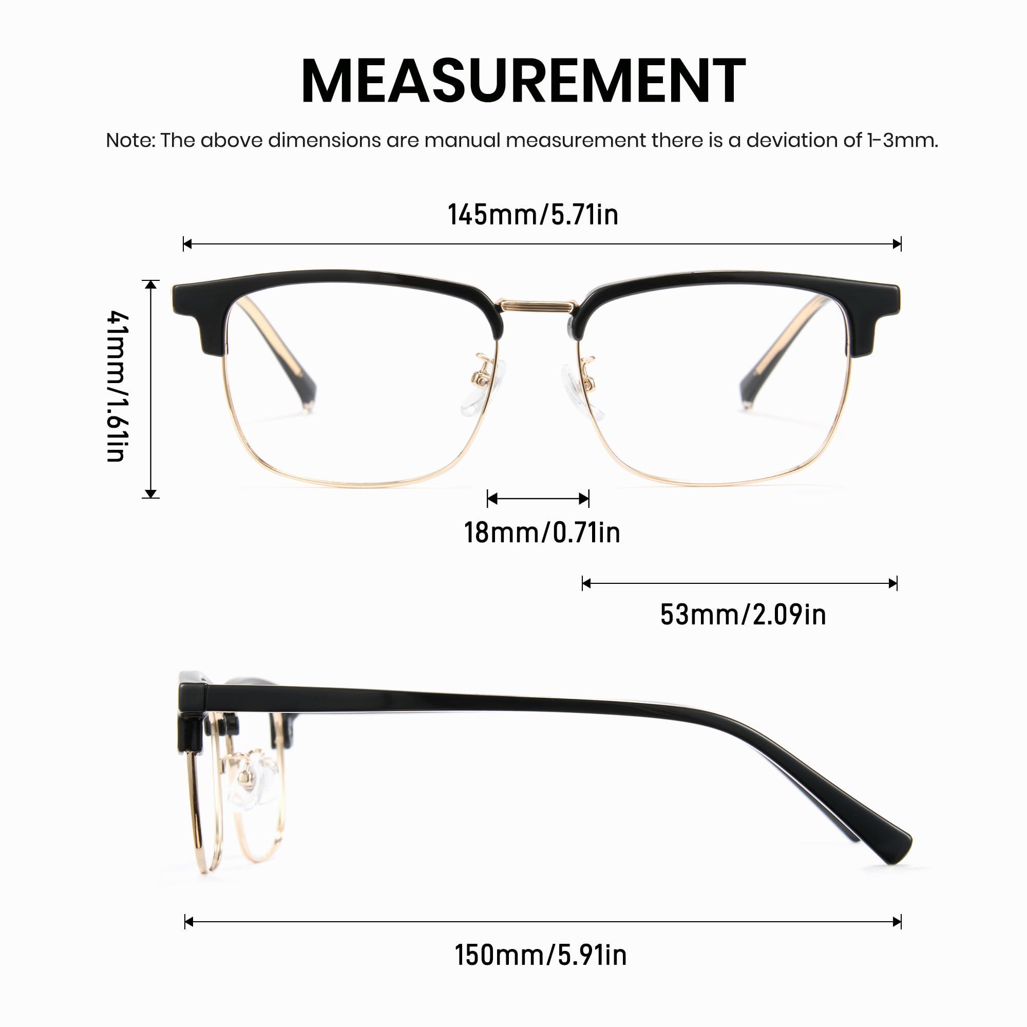 Cyxus Cyxus Men Blue Light Blocking Glasses Half Rimless Computer Gaming Glasses Square Fashion Glasses for Men 8216 Black Gold