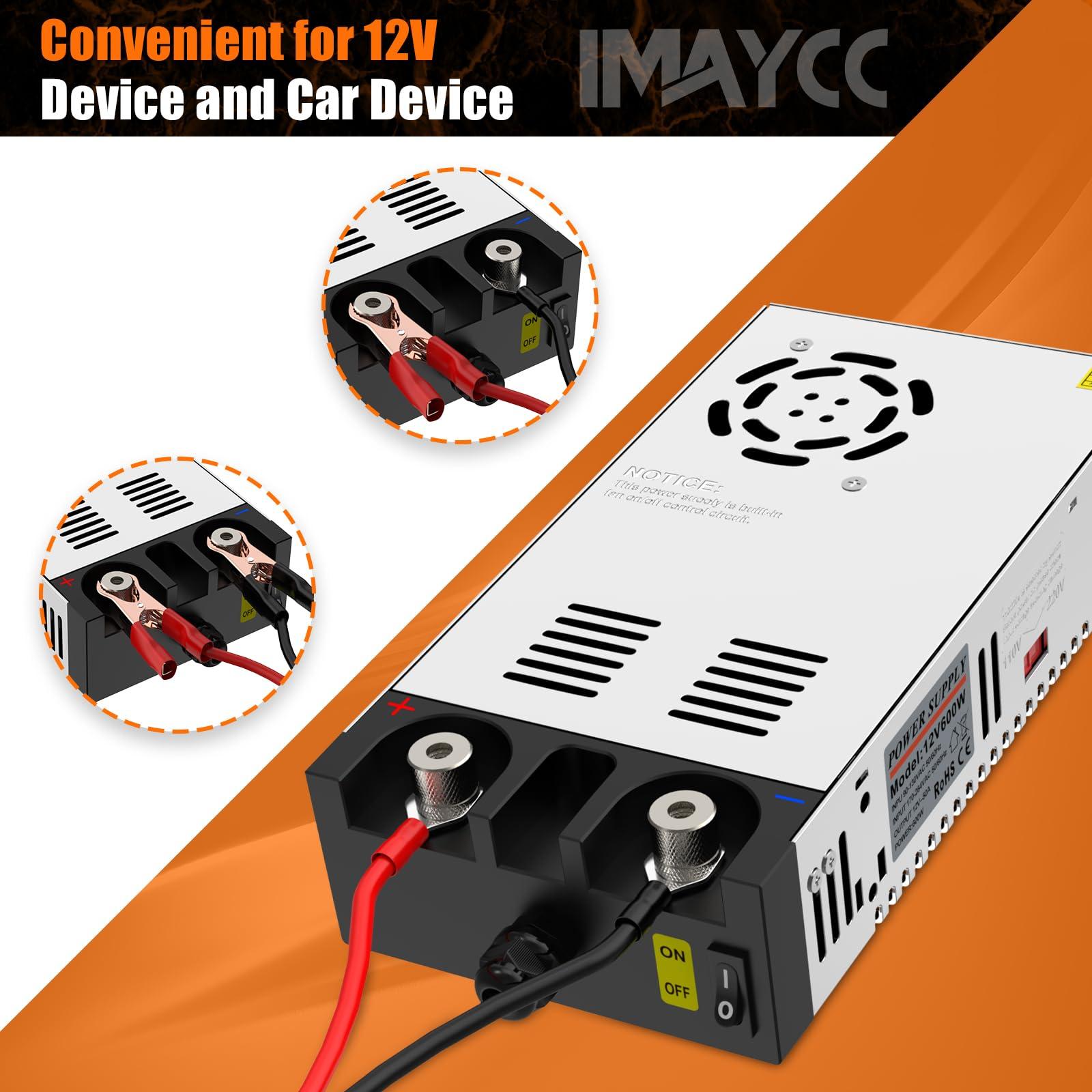 IMAYCC New Version 110V to 12V DC Converter, IMAYCC AC to DC Converter 600W 50A,120V to 12V Power Supply, Adjustable Power Supply