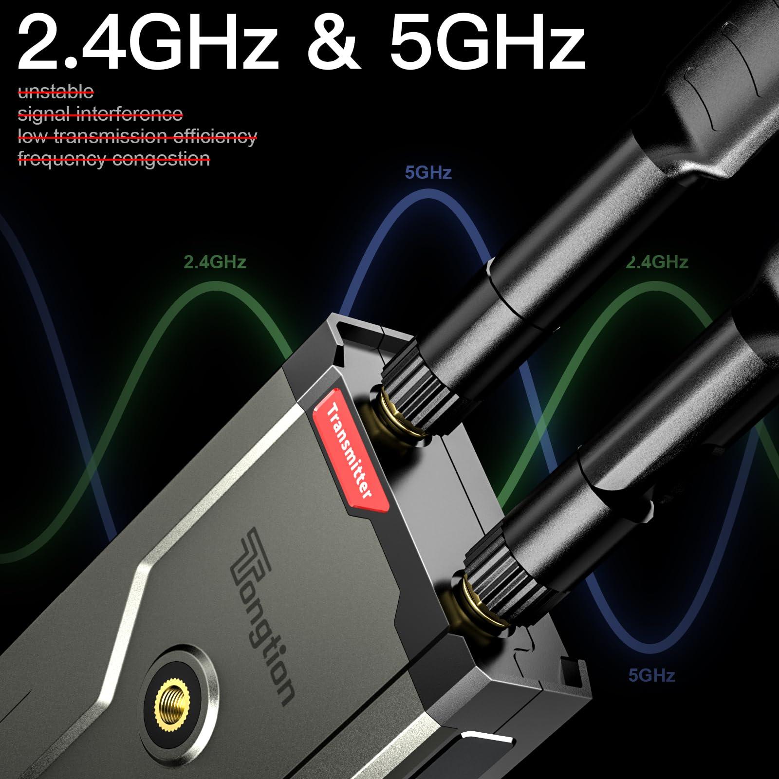 Tongtion Wireless HDMI Transmitter and Receiver 4K, 492FT Range Plug&Play HDMI Extender Kit, 5G HDMI Video Transmission System 4K Full HD for Streaming from DSLR/Laptop/Netflix/YouTube to TV/Projector