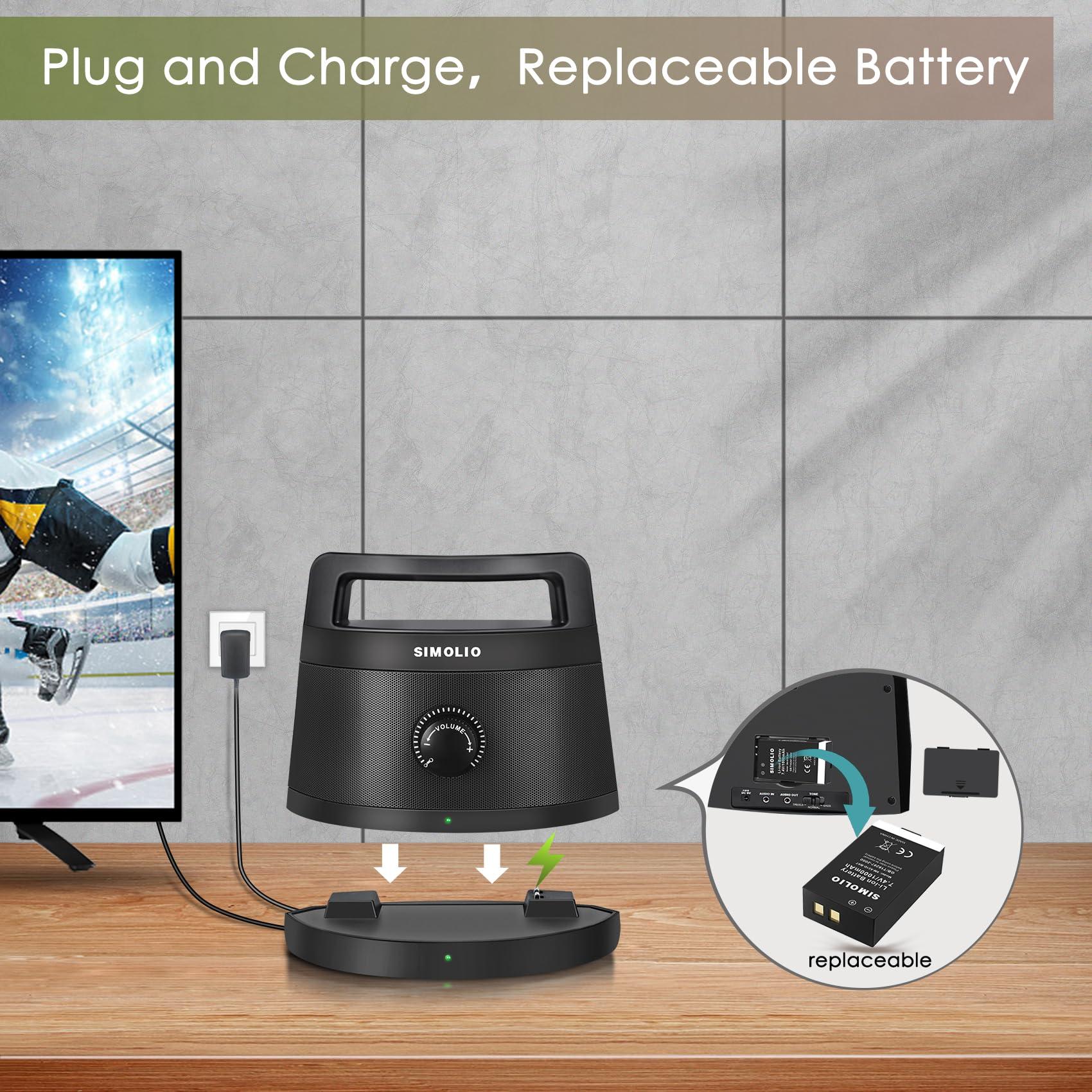 SIMOLIO SIMOLIO Wireless Speakers for TV, Top-Grade Portable Clarifying Dialog TV Speaker for Seniors & Hard of Hearing & Elderly, Prime Wireless TV Speakers for Optimal TV Sound No Blaring TV Volume, Black