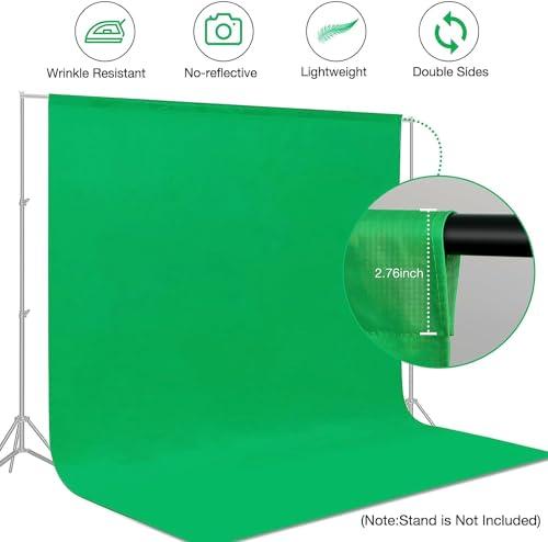 Aimosen Aimosen 10 X 7 FT Green Screen Backdrop for Photography, Chromakey Virtual GreenScreen Background Sheet for Zoom Meeting, Cloth Fabric Curtain for Party Decor Video Studio Calls Streaming Gaming Photo