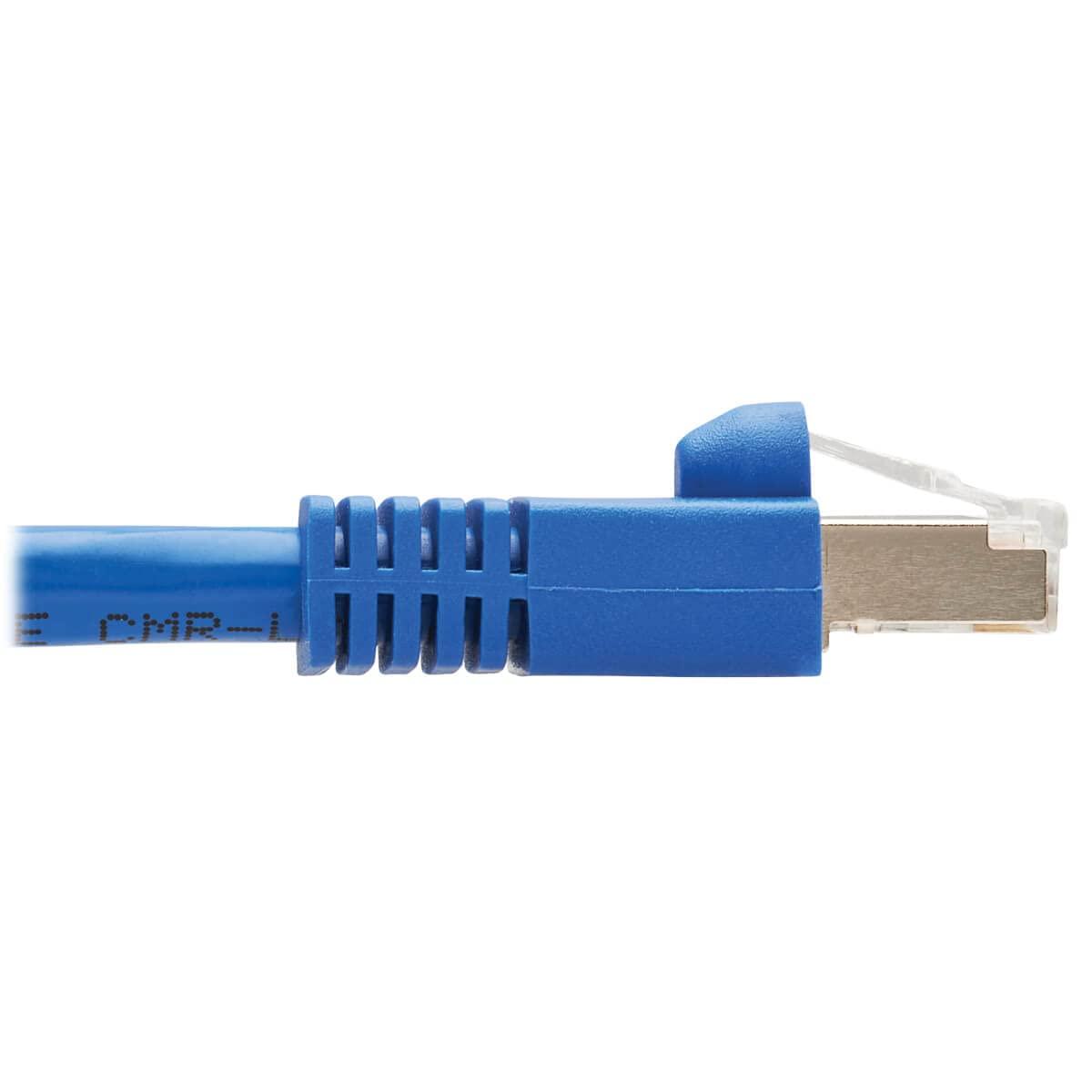Tripp Lite Tripp Lite M12 X-Code Cat6a Shielded Ethernet Cable, Right-Angle M12/RJ45 Cable, 10G F/UTP CMR-LP (M/M), IP68, 60W Power Over Ethernet, Blue, 16.4 Feet / 5 Meters, (NM12-6A4-05M-BL)