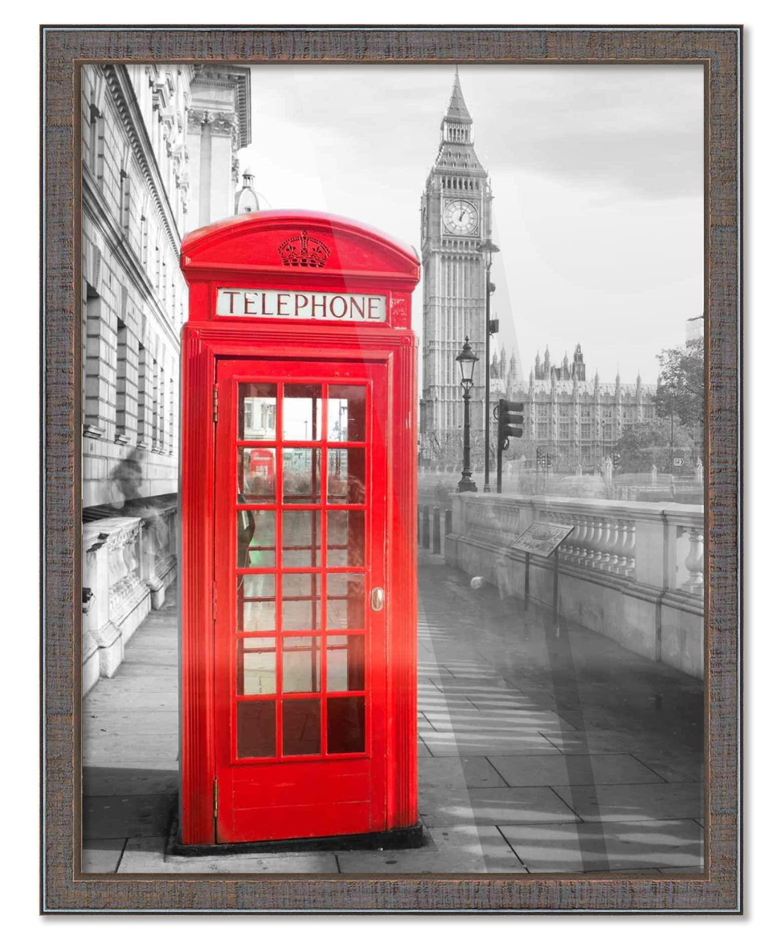 CountryArtHouse 15x34 Frame Slate Blue Distressed Rustic Solid Wood Picture Frame | 0.75 Inch Moulding Width | Includes UV Acrylic Plexiglass, Acid Free Foam Backing Board and Hanging Hardware | Sonoma Collection