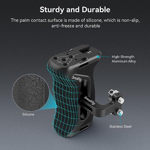 SMALLRIG SmallRig Aluminum Side Handle for Camera Cages, Universal Ergonomic Side Handgrip with Bulit-in 1/4\"-20 Locating Hole, Strap Hole, Cold Shoe, 36mm Up/Down Adjustable - 4015