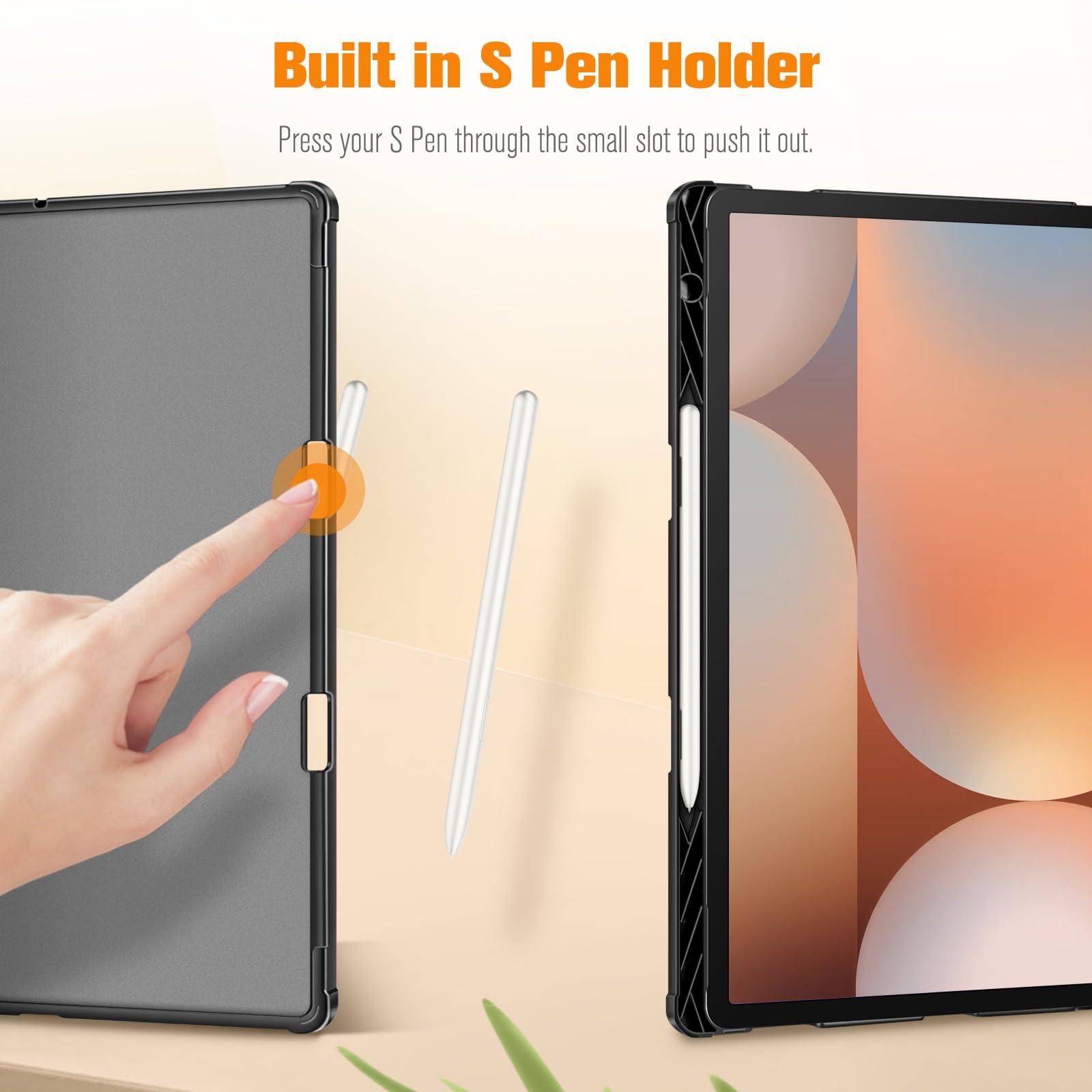 FINTIE Fintie Case for Samsung Galaxy Tab S10 Plus 2024/ S9 FE Plus 5G 12.4 Inch 2023 with Built-in S Pen Holder, Multiple Angle Portfolio Business Cover with Pocket Auto Sleep/Wake, Gray