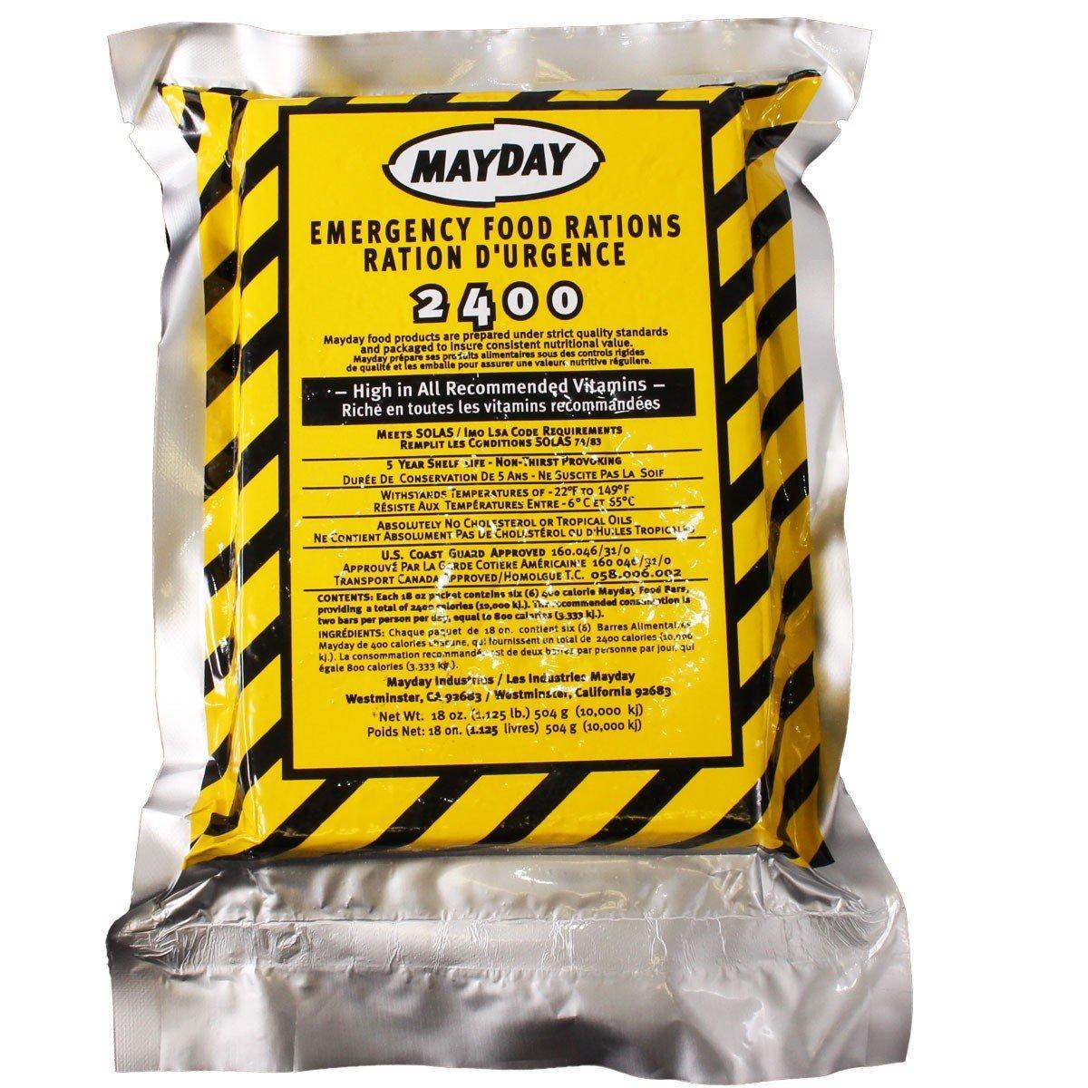 Mayday MayDay 2400 Calorie Bar and Water Emergency Survival MRE Ration Car and Bug Out Kit w/Free MayDay Poncho