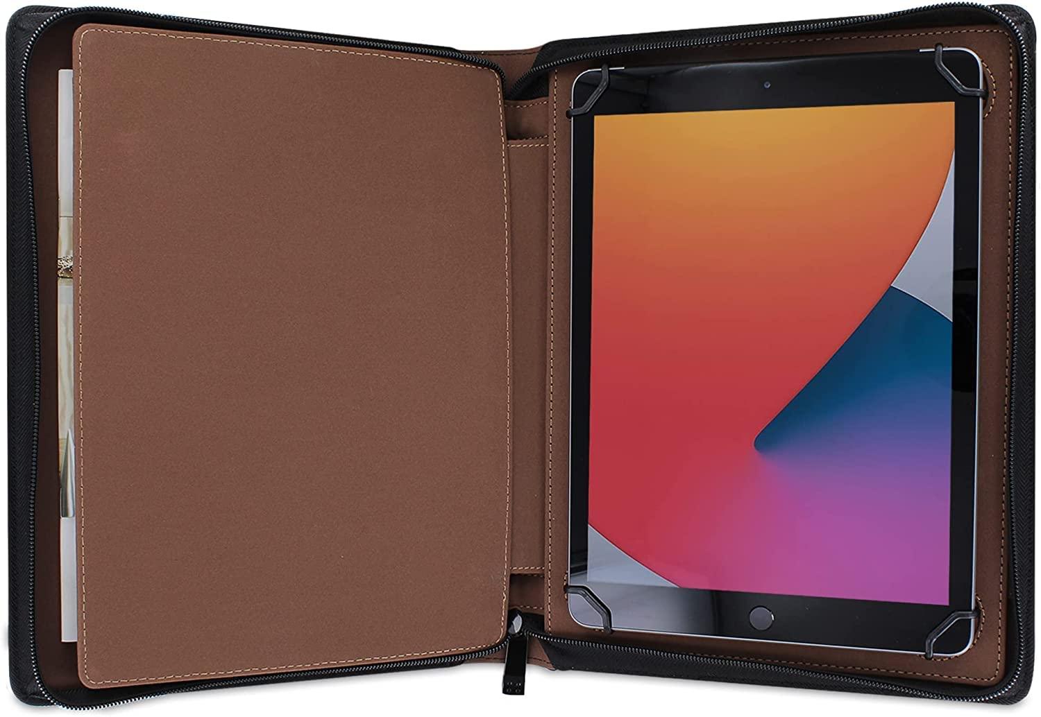 KHOMO KHOMO Universal Tablet Padfolio Zippered Case for iPad Pro 12.9 Inch - Black - Compatible with All Versions of iPad Pro 12.9 inches (KHO-1700)