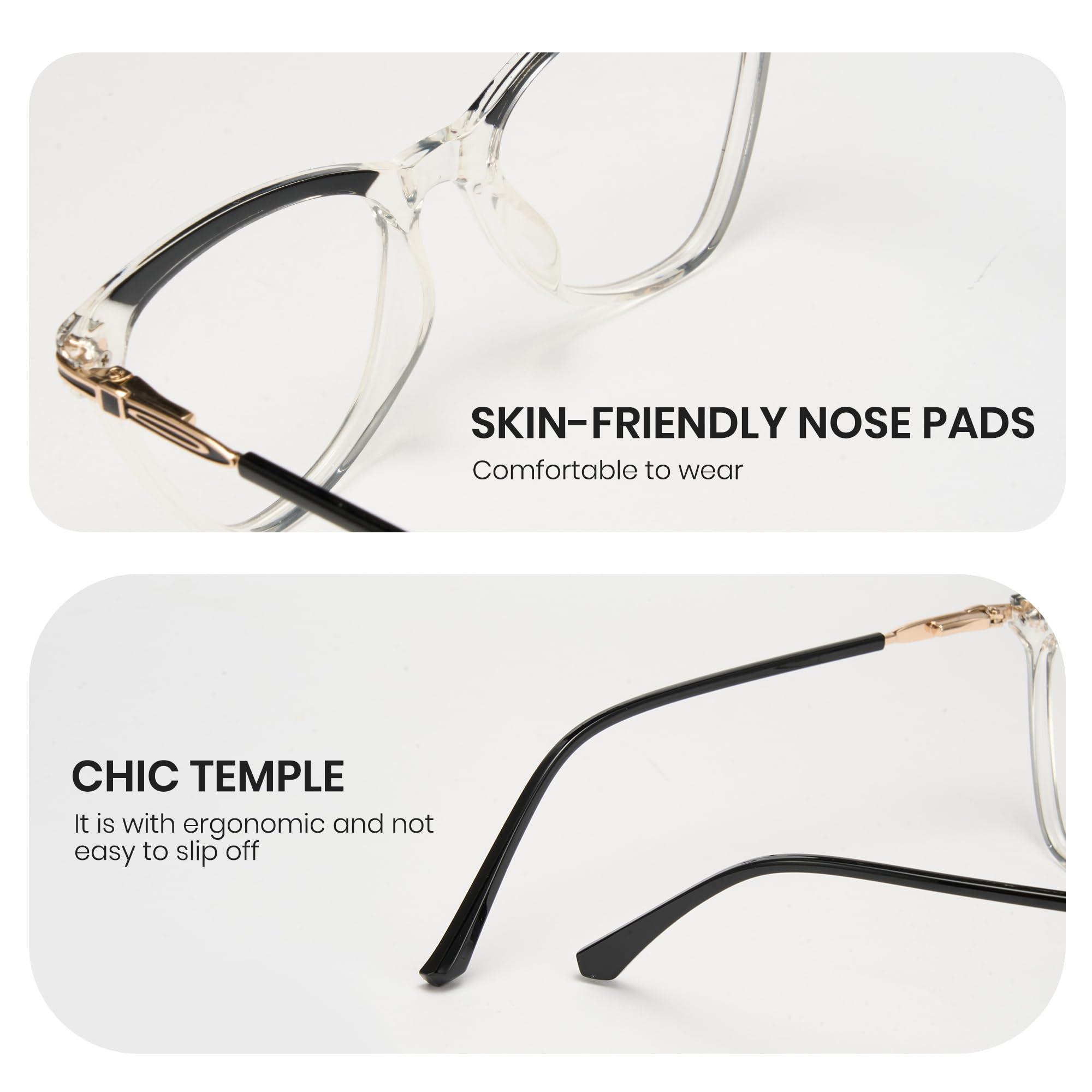 Cyxus Cyxus Cat Eye Blue Light Blocking Glasses for Women Men Tr90 Frame Anti Eye Strain UV400 Protection Computer Glasses 8189 Transparent