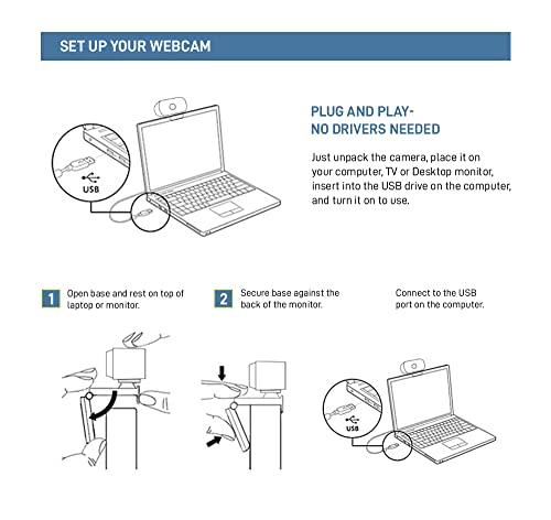 Tezl Tezl TZLWC-2 1080P PC Live Streaming Webcam- USB, Mic, Privacy Cover (Renewed)