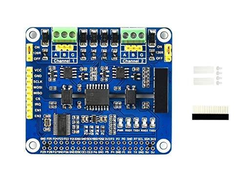 waveshare 2-Channel Isolated RS485 Expansion HAT for Raspberry Pi Series Boards with Embedded Protection Circuits, Adopt SC16IS752+SP3485 Solution,Converts SPI to RS485