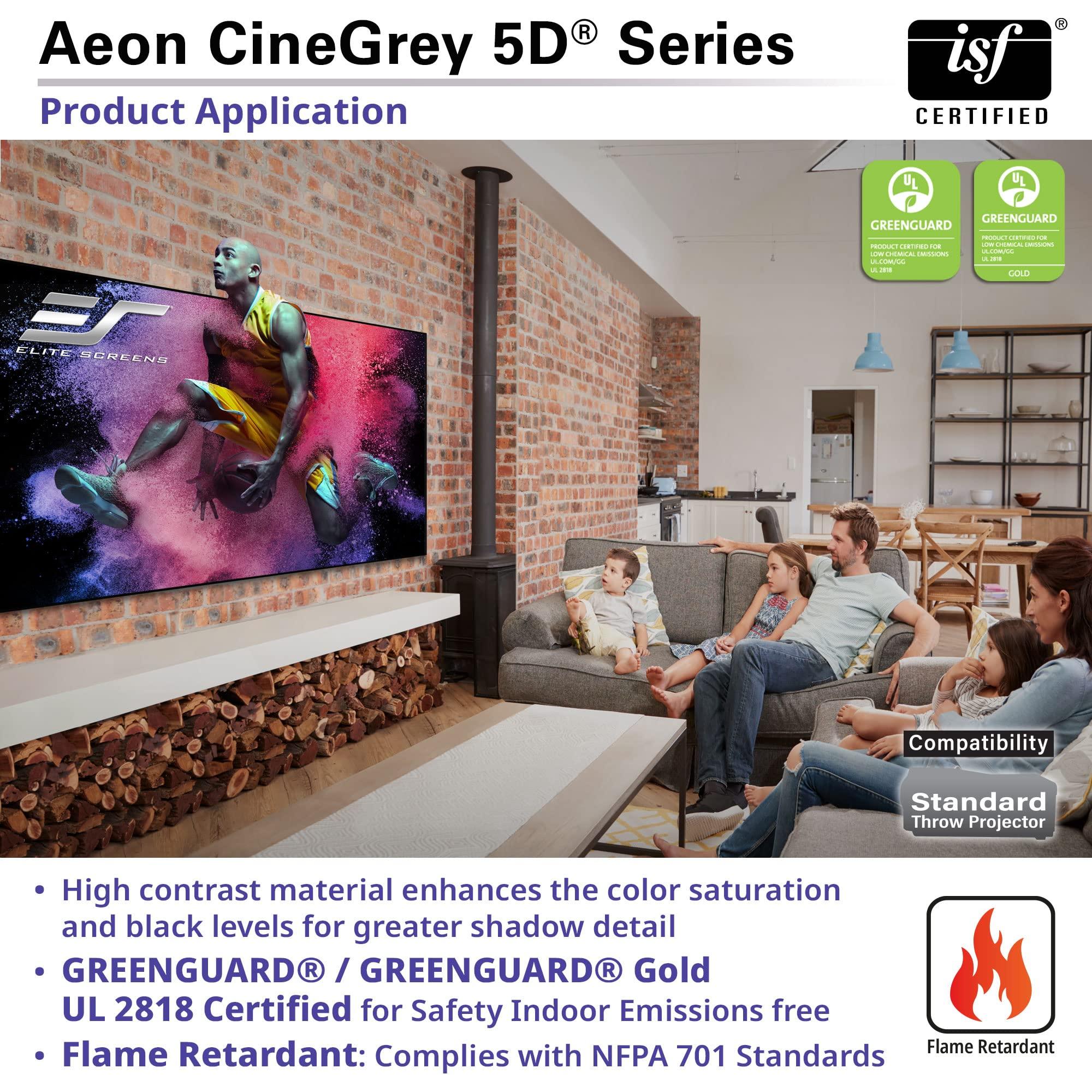 Elite Screens Elite Screens Aeon CineGrey 5D 115-Inch 16:9 Edge-Free CLR/ALR Projector Screen Ceiling & Ambient Light Rejecting Fixed Frame Screen for Home Theater and Movies, AR115DHD5