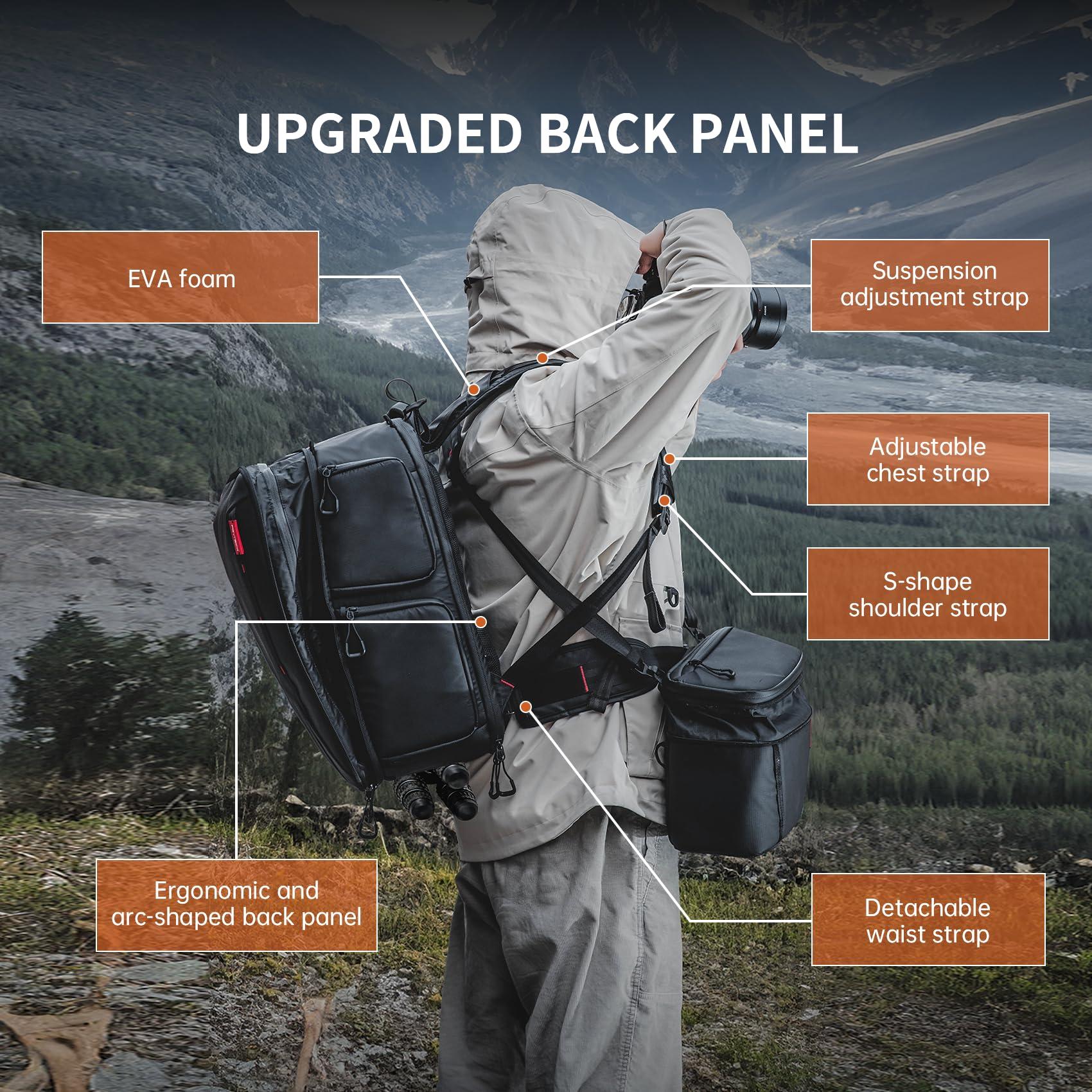 PGYTECH PGYTECH OneMo 2 25L-33L Camera Backpack with Shoulder Bag for Photographers, Waterproof Large Camera Bag for Canon/Nikon/Sony/dji Drone/Laptop/Tripod, Black
