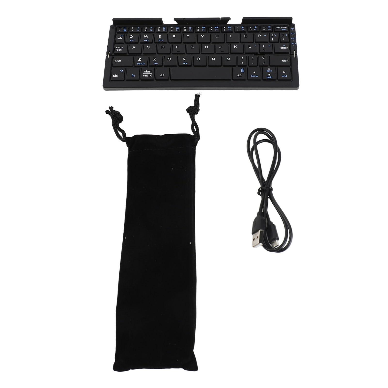 FOSA FOSA Folding Bluetooth Keyboard, Folding Keyboard, Portable Pocket Foldable Keyboard, Mini Foldable Keyboard Aluminum Alloy Housing for Tablets Phones (Black Gray)