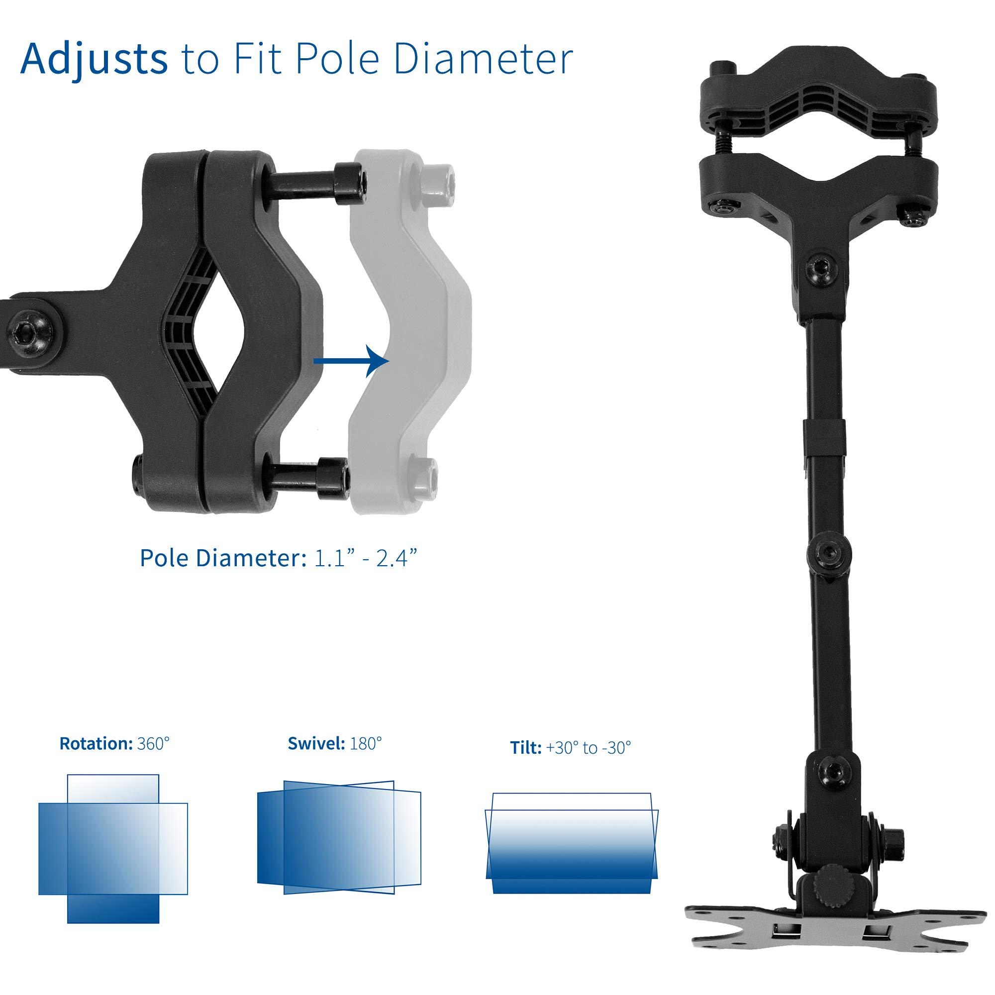 VIVO VIVO Steel Universal Full Motion Pole Mount Monitor Arm with Removable 75mm and 100mm VESA Plate, Fits 17 to 32 inch Screens, Black, MOUNT-POLE01A
