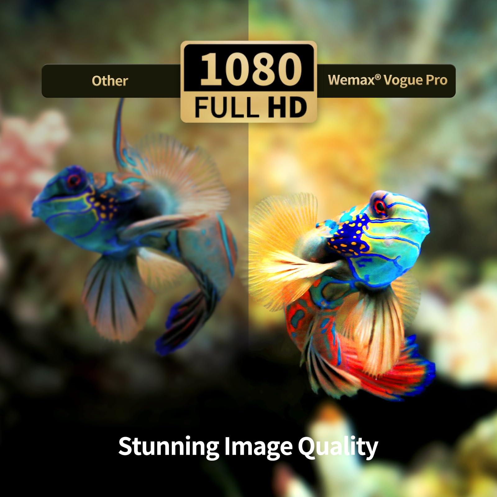 WEMAX 1600ANSI Lumens DLP Projector, WEMAX Vogue 100, 4K Home Theater Projector with WiFi and Bluetooth, Native 1080p HDR10, 200\" Display, Dolby Audio, 125% Rec.709, Auto Focus Keystone