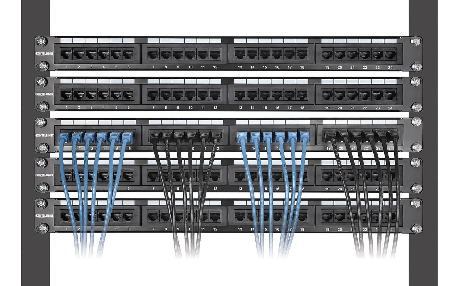 Intellinet Intellinet Slim Cat8 Ethernet Network Patch Cable 10-Pack - 40Gbps & 2000MHz, Snagless Boot, 30AWG Pure Bare Copper Wire, Gold-Plated Contacts, Lifetime Mfg Warranty 0.5ft, 10 Pack, Blue