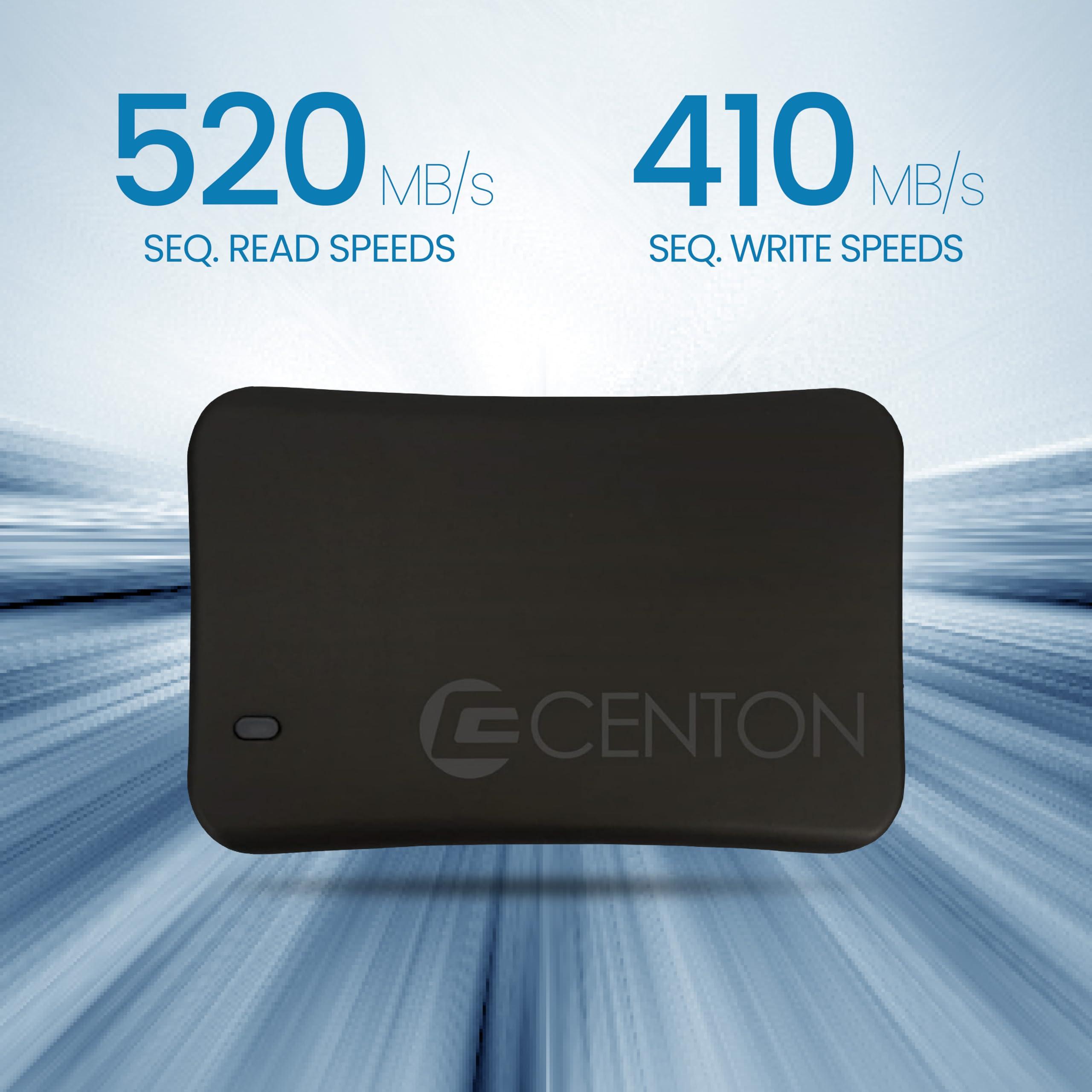 Centon Centon External SSD (Black), USB-C 3.2 Gen 2, 500GB