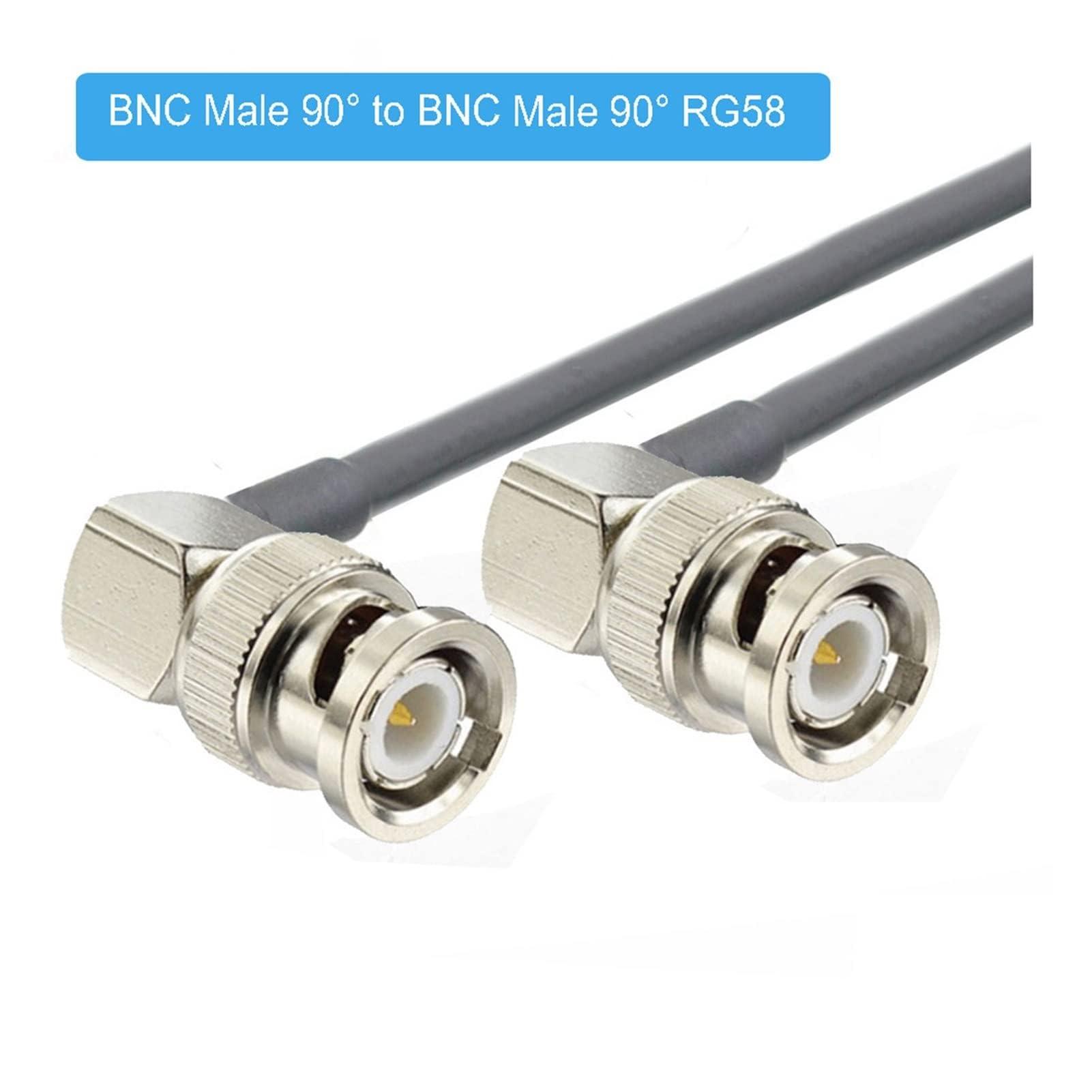 Skcvmn Right Angle BNC Male to Male Adapter RG174/RG58 RF Coaxial Cable 50 Ohm Compatible With Video Camera System BNC Coax Extension Pigtail Cord (Color : RG58, Size : 1M)