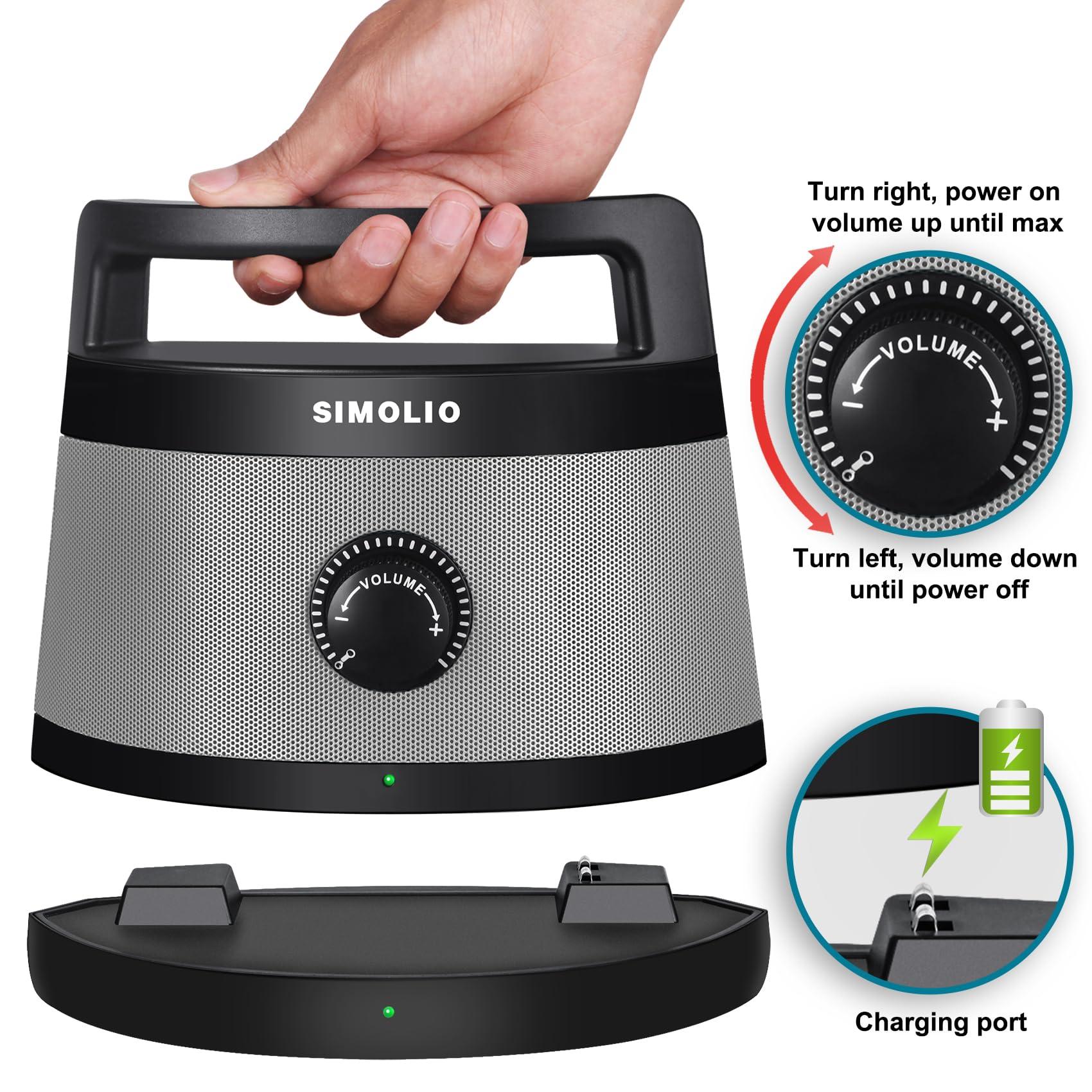 SIMOLIO SIMOLIO TV Speakers for Hard of Hearing, Portable, Assistive, Clarifying Dialog Wireless Speakers for TV for Seniors & the Elderly, Compatible with Optical / RCA / Headphone Ported TV, No Delay, 621D