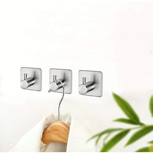 Fotosnow Adhesive Hooks Heavy Duty Wall Hooks Waterproof Stainless Steel Hooks for Hanging Coat, Hat,Towel Robe Hook Rack Wall Mount- Bathroom and Bedroom 4-Packs