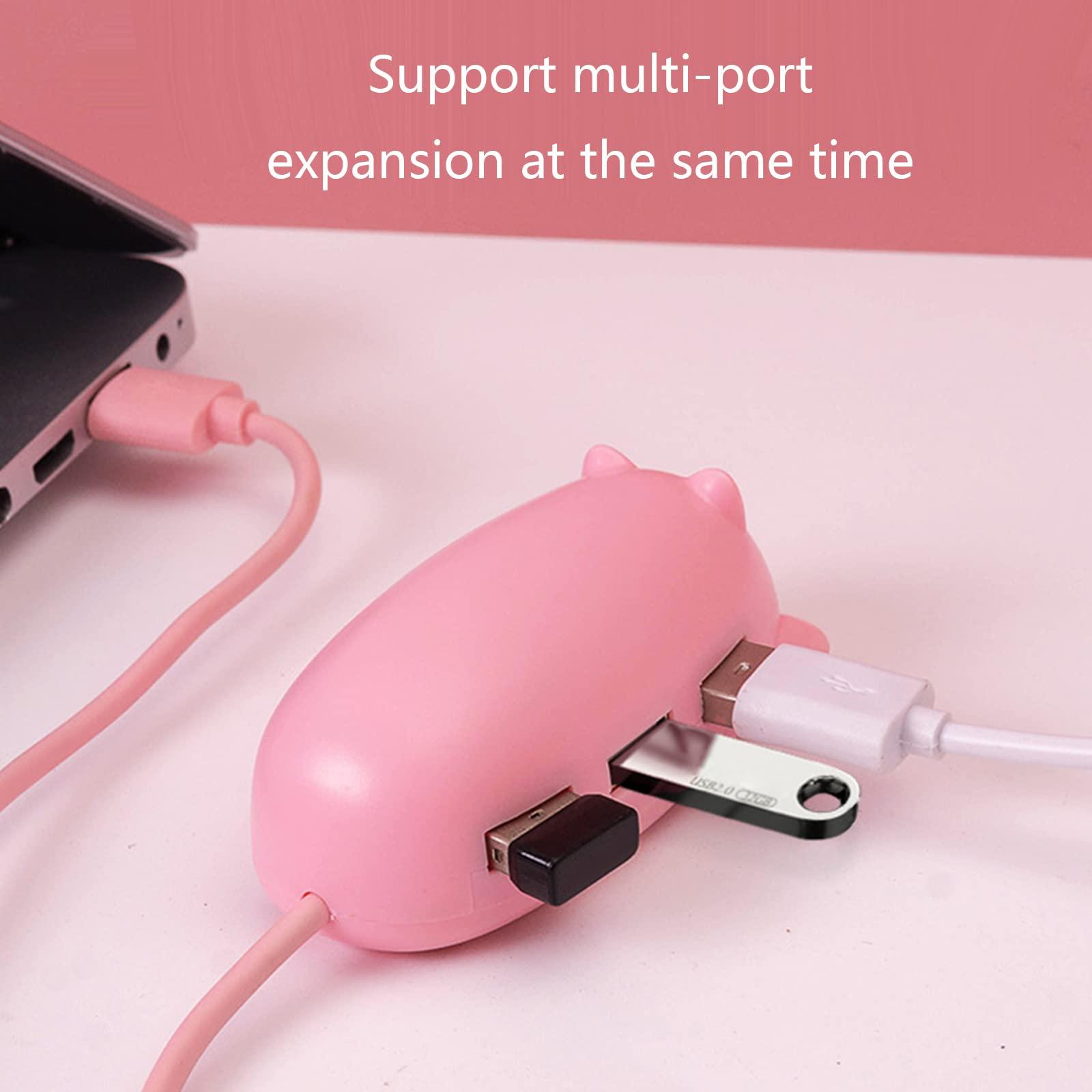 JAGTRADE JAGTRADE Cute USB 2.0 Hub Pink Mom Pig USB Hub with 3 Piglet Decoration Lids Great Gifts for Pig Lovers Cute Pig Stuff Pig Decor, 85x65mm