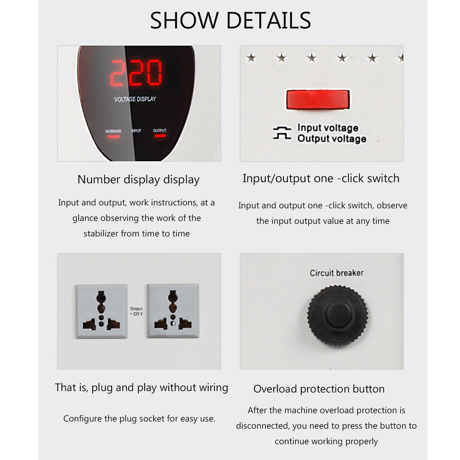 DirectNine Basics Electronic Voltage Stabilizer,220V Fully Automatic Voltage Stabilizer 3000W Household High Power Refrigerator Computer TV AC Stabilized Power Supply