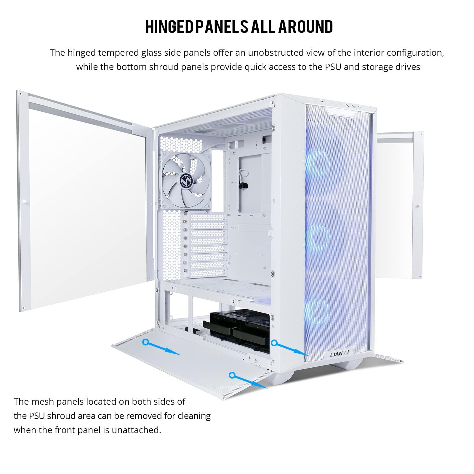Lian Li LIAN LI LANCOOL III E-ATX PC Case, Spacious RGB Gaming Computer Case with Hinged Tempered Glass Doors, Fine Mesh Panels, 4x140mm PWM Fans Pre-Installed High Airflow Chassis (White)