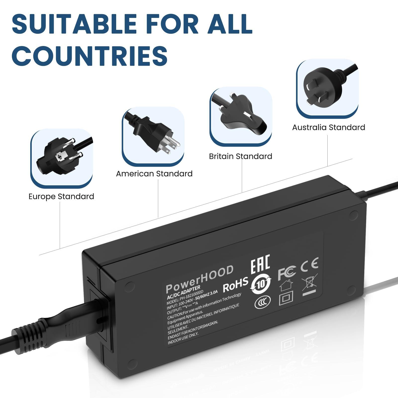 PowerHOOD PowerHOOD 19.5V AC/DC Adapter Compatible with HP M27f M27fw M27fq M27fwa M27fe M24f M24fw M24fwa M24fe M22f 23.8" 24" 27" IPS LED FHD Monitor Power Supply Cord Battery Charger Cable PSU Mains