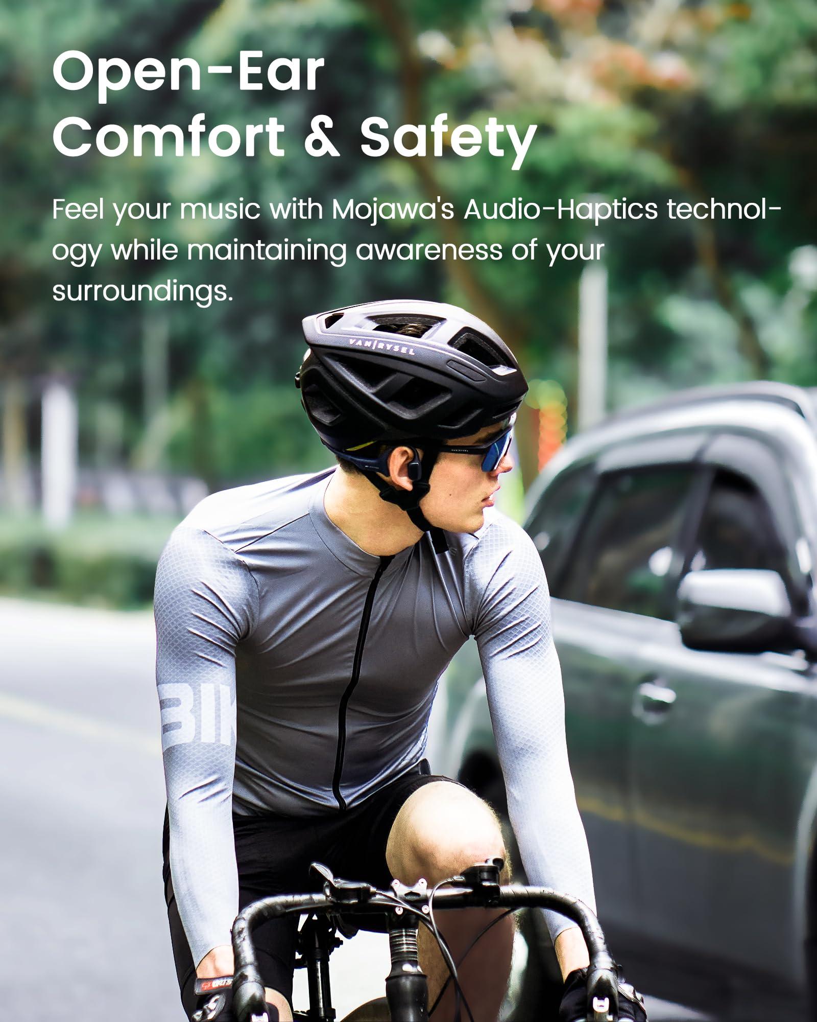 mojawa mojawa HaptiFit Terra Advanced Smart Sports Wearable, Open Ear Bluetooth Bone Conduction Headphones with Mic and 32GB MP3, Waterproof Wireless Earphones for Workouts, Swimming and Running, Blue